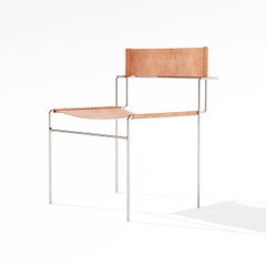 Tímida Armchair in Leather and Steel by Pedro Paulo-Venzon Raw Edition