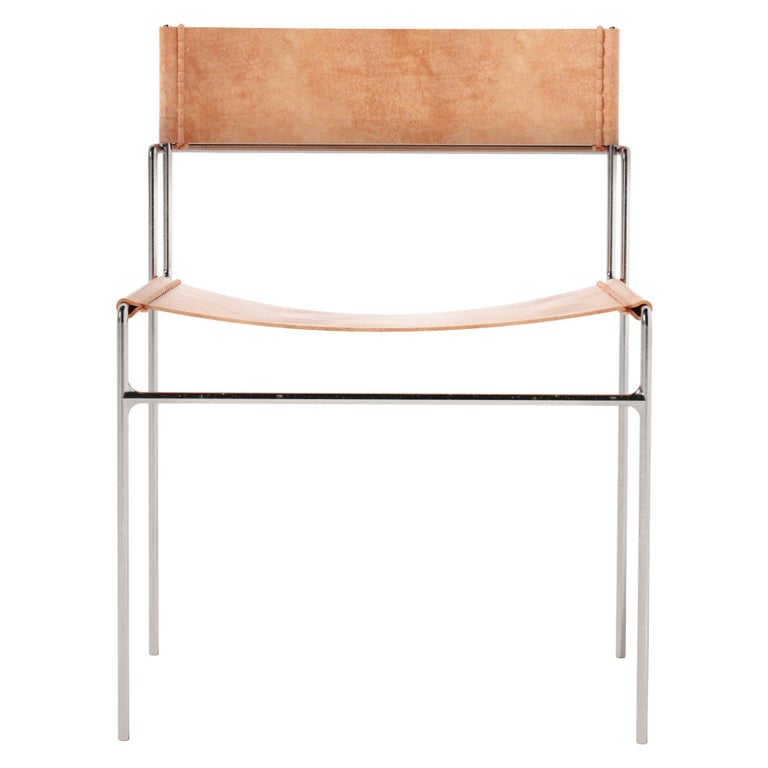 Tímida Armchair in Leather and Steel by Pedro Paulo-Venzon Raw Edition 1