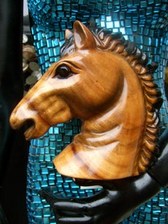 Timmy Woods Beverly Hills Hand Carved Wood Artisan Equine Shoulder Bag c 2000's