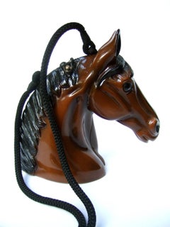 Timmy Woods Beverly Hills Wood Hand Carved Equine Artisan Shoulder Bag c 1990s
