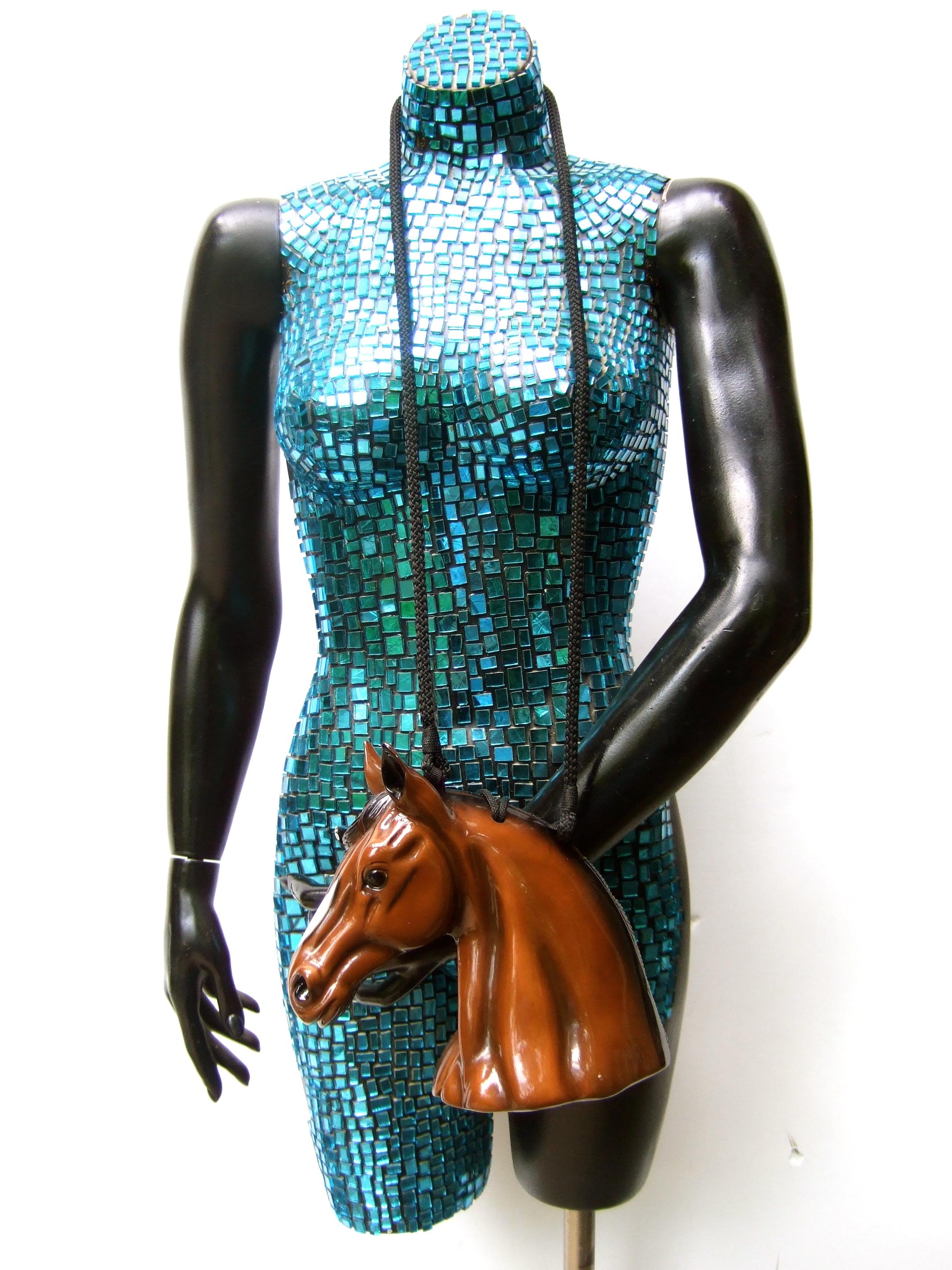 Timmy Woods Beverly Hills Wood Hand Carved Equine Artisan Shoulder Bag c 1990s 2