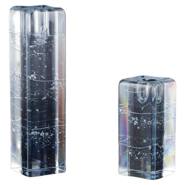 Timo Sarpaneva (1926-2006) for Iittala. Two "Arkipelago" glass candleholders.