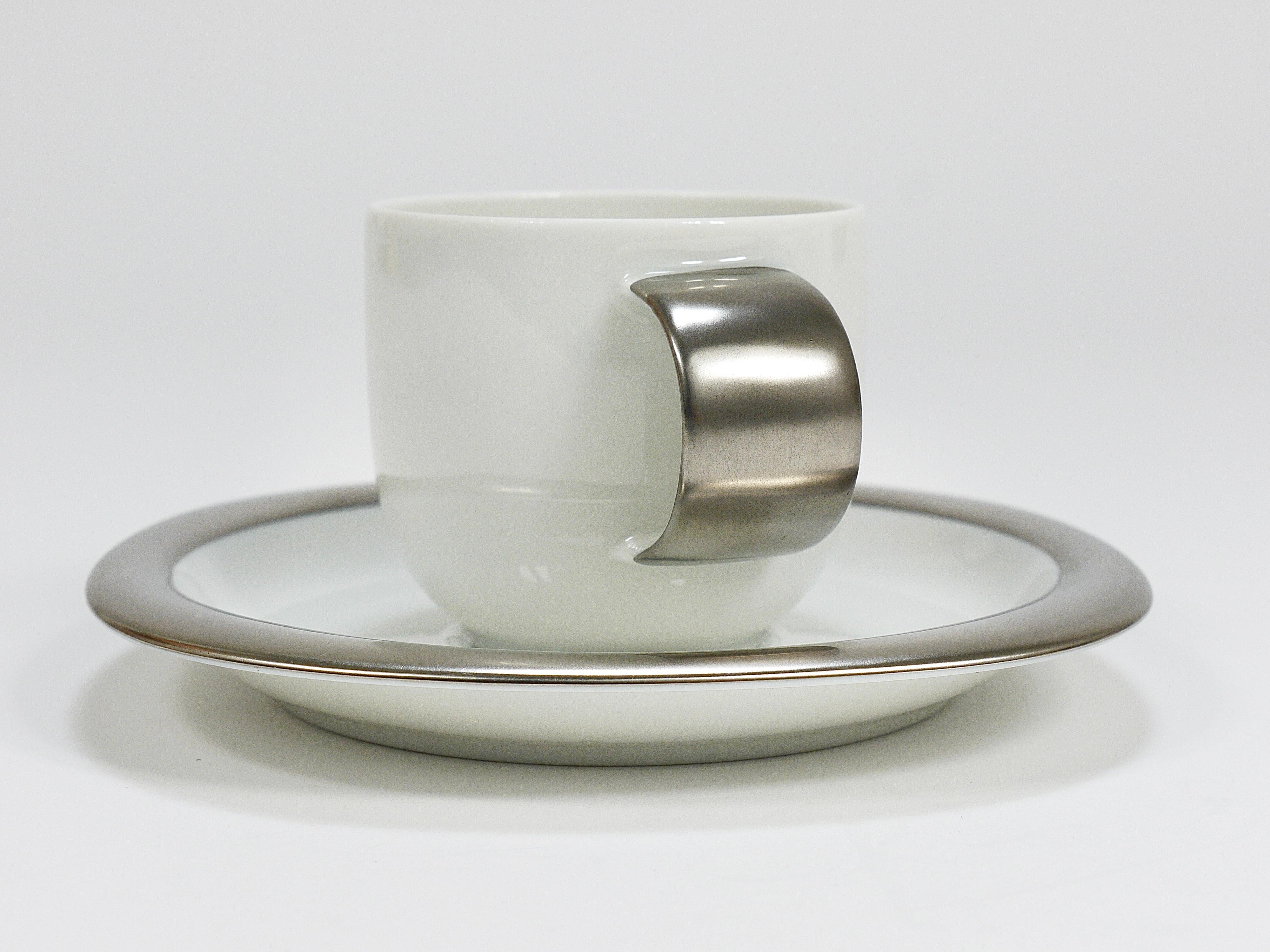 Timo Sarpaneva 6 Suomi Platinum Espresso Coffee Cups, Rosenthal studio, 1980s 4