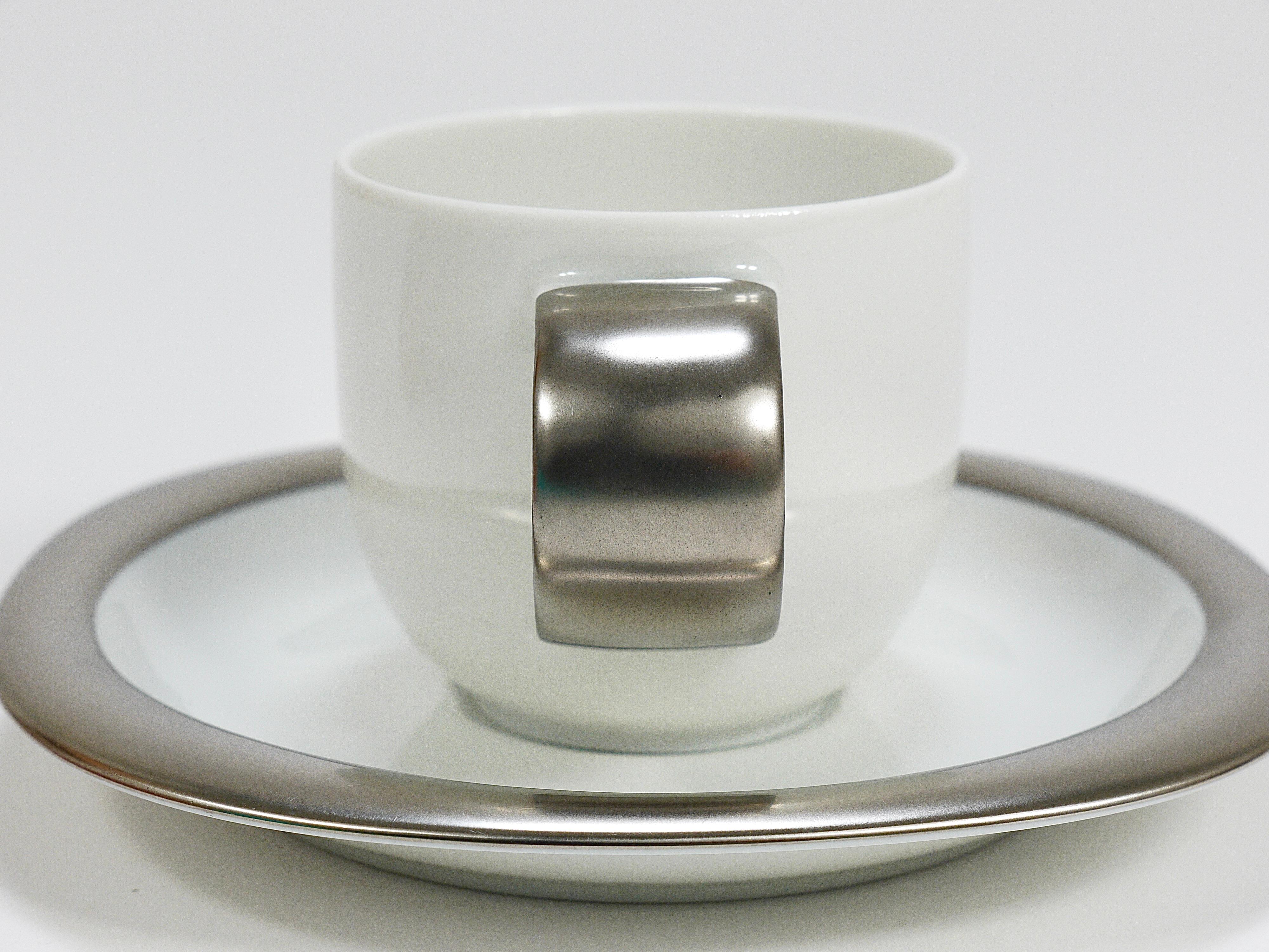 Timo Sarpaneva 6 Suomi Platinum Espresso Coffee Cups, Rosenthal studio, 1980s 5