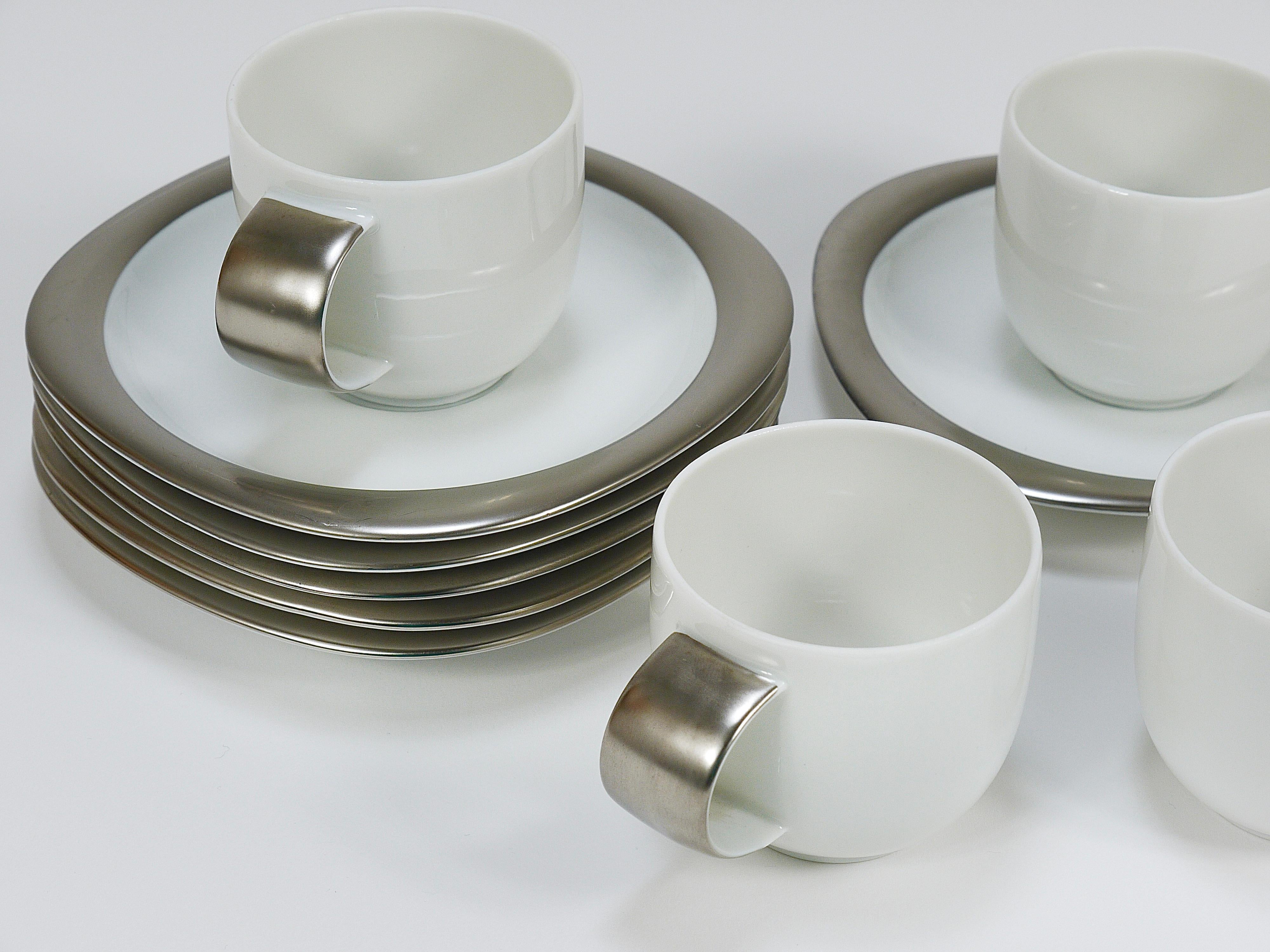 Timo Sarpaneva 6 Suomi Platinum Espresso Coffee Cups, Rosenthal studio, 1980s 6