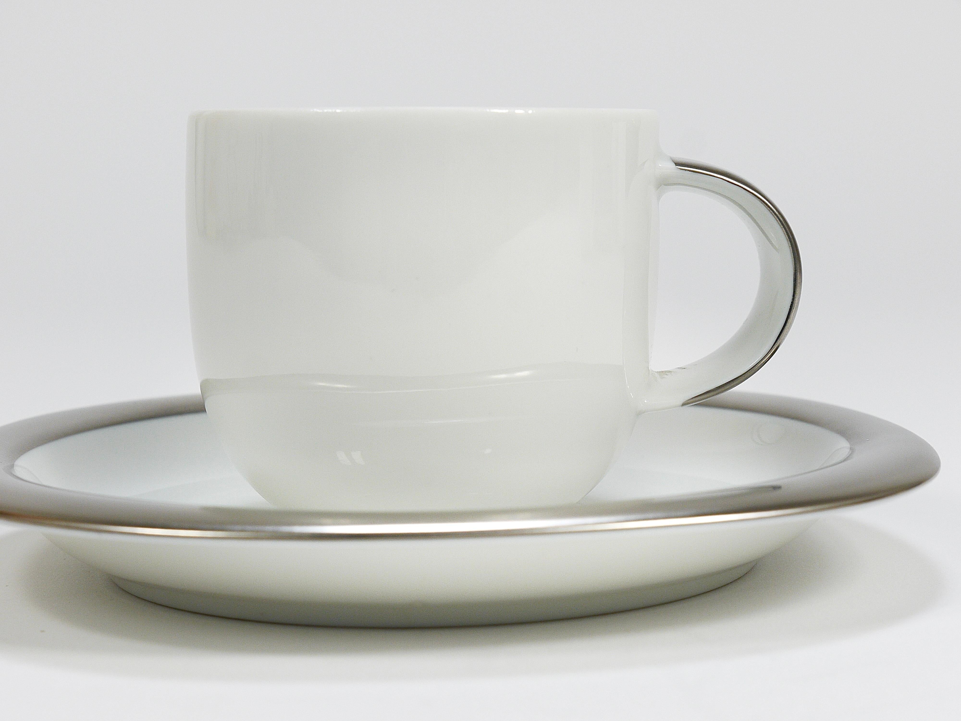 Timo Sarpaneva 6 Suomi Platinum Espresso Coffee Cups, Rosenthal studio, 1980s 7