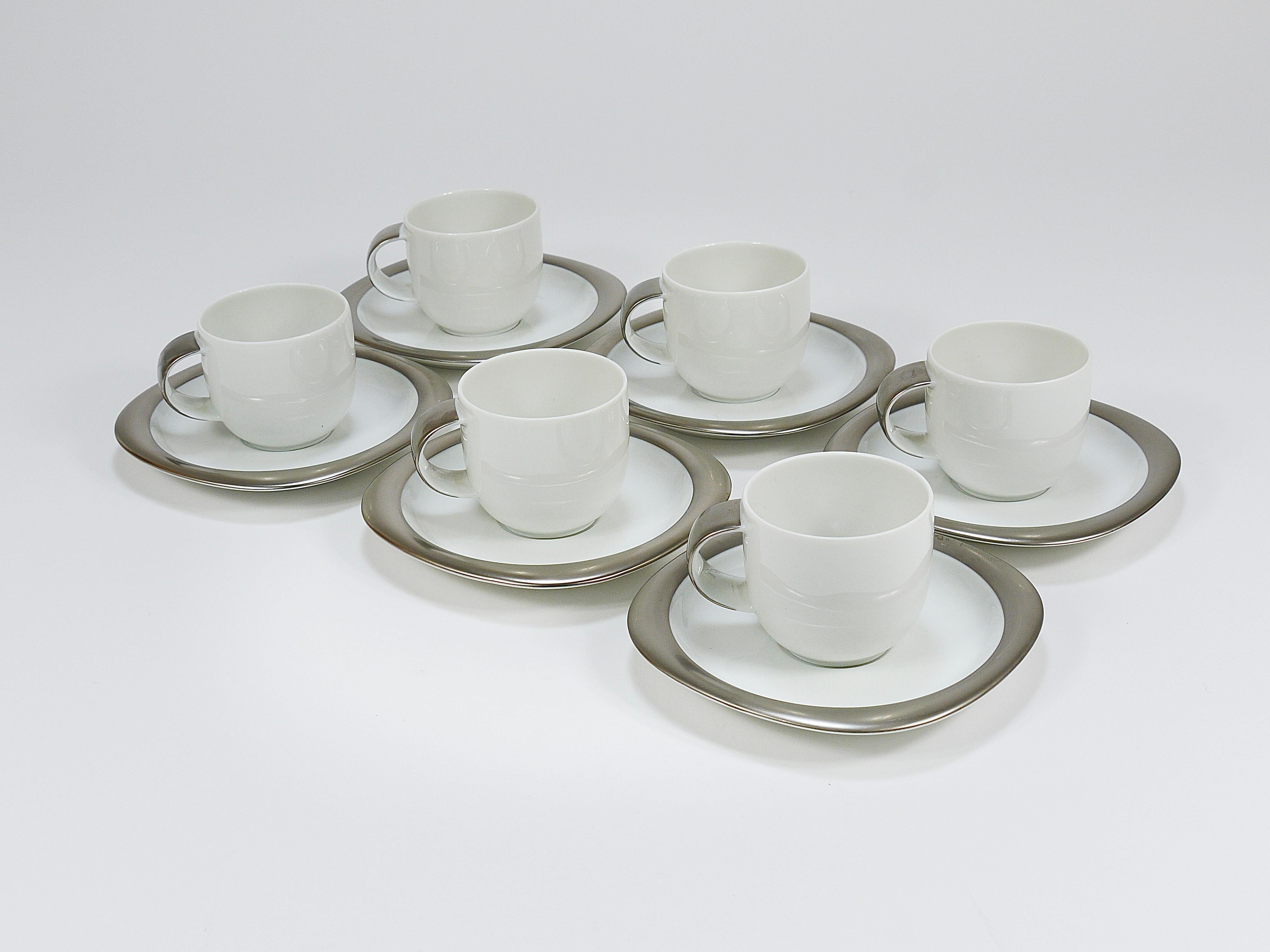 Timo Sarpaneva 6 Suomi Platinum Espresso Coffee Cups, Rosenthal studio, 1980s 8
