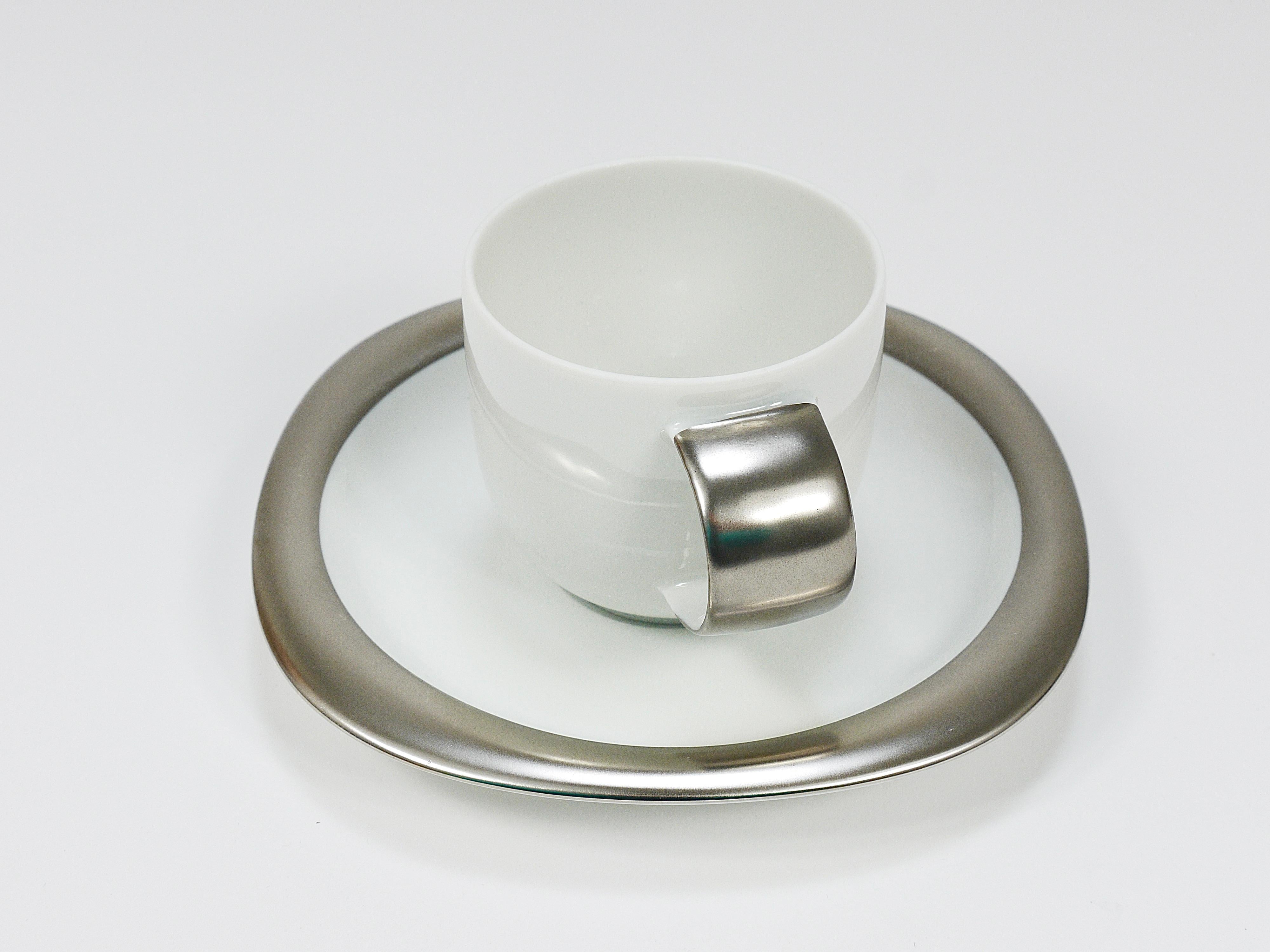 Timo Sarpaneva 6 Suomi Platinum Espresso Coffee Cups, Rosenthal studio, 1980s 9