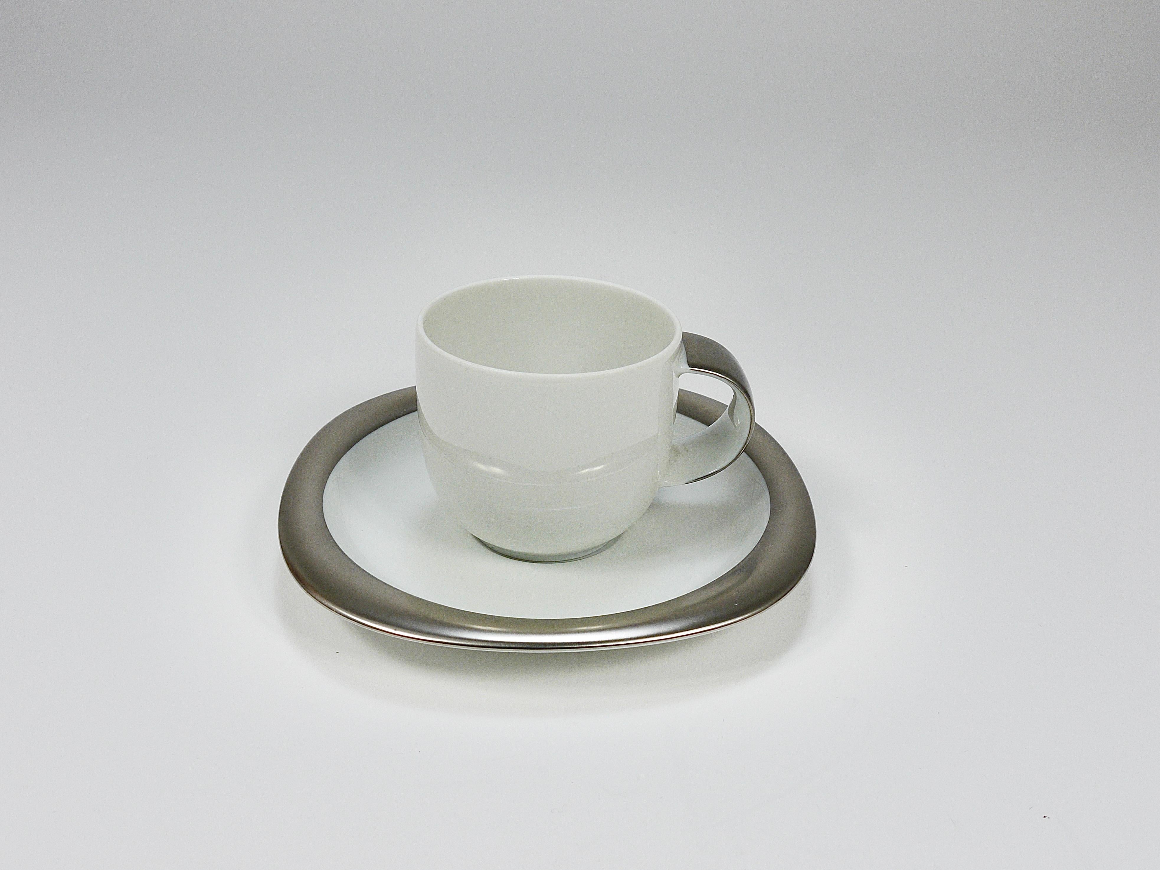 Timo Sarpaneva 6 Suomi Platinum Espresso Coffee Cups, Rosenthal studio, 1980s 10