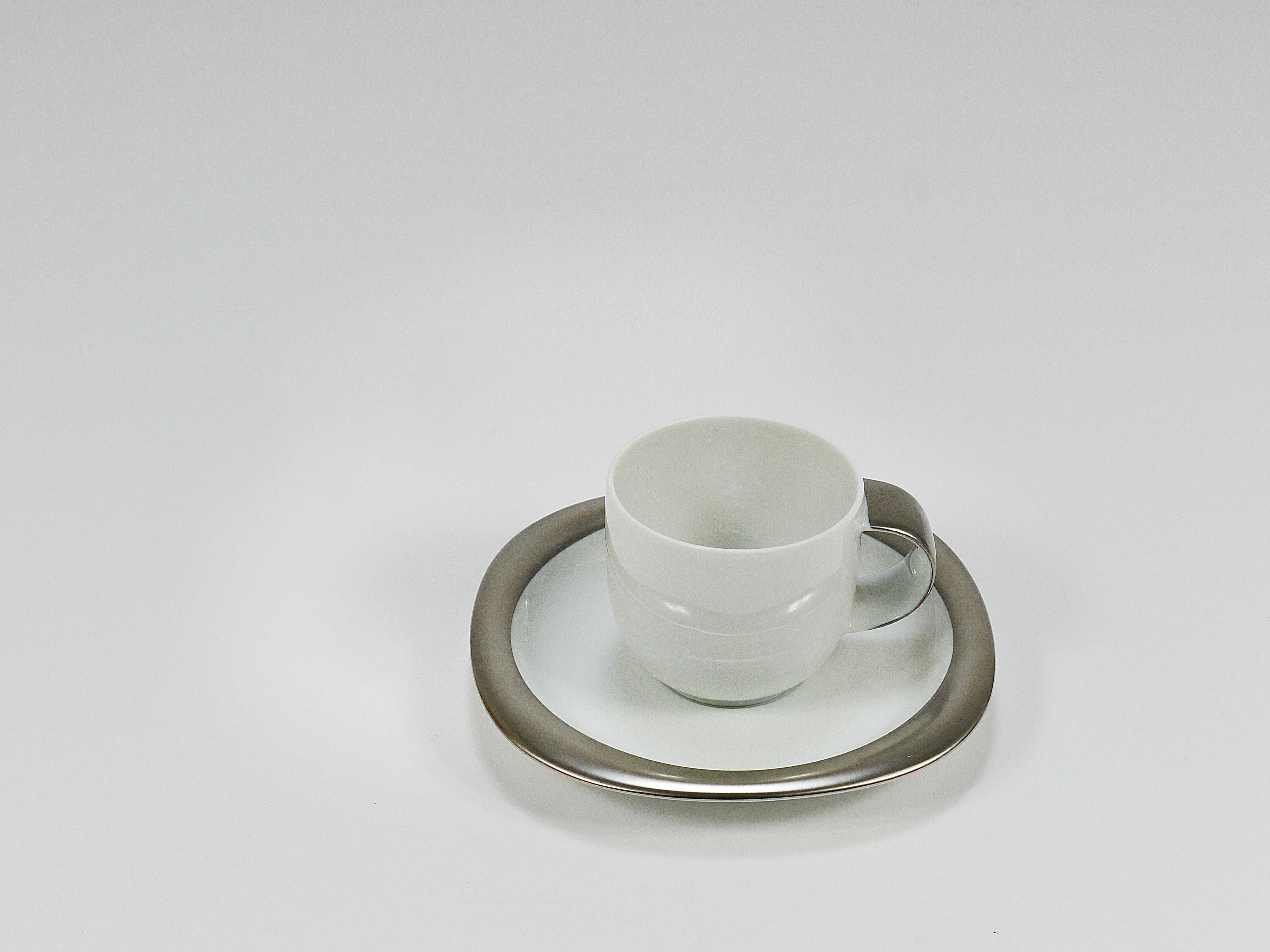 Timo Sarpaneva 6 Suomi Platinum Espresso Coffee Cups, Rosenthal studio, 1980s 11