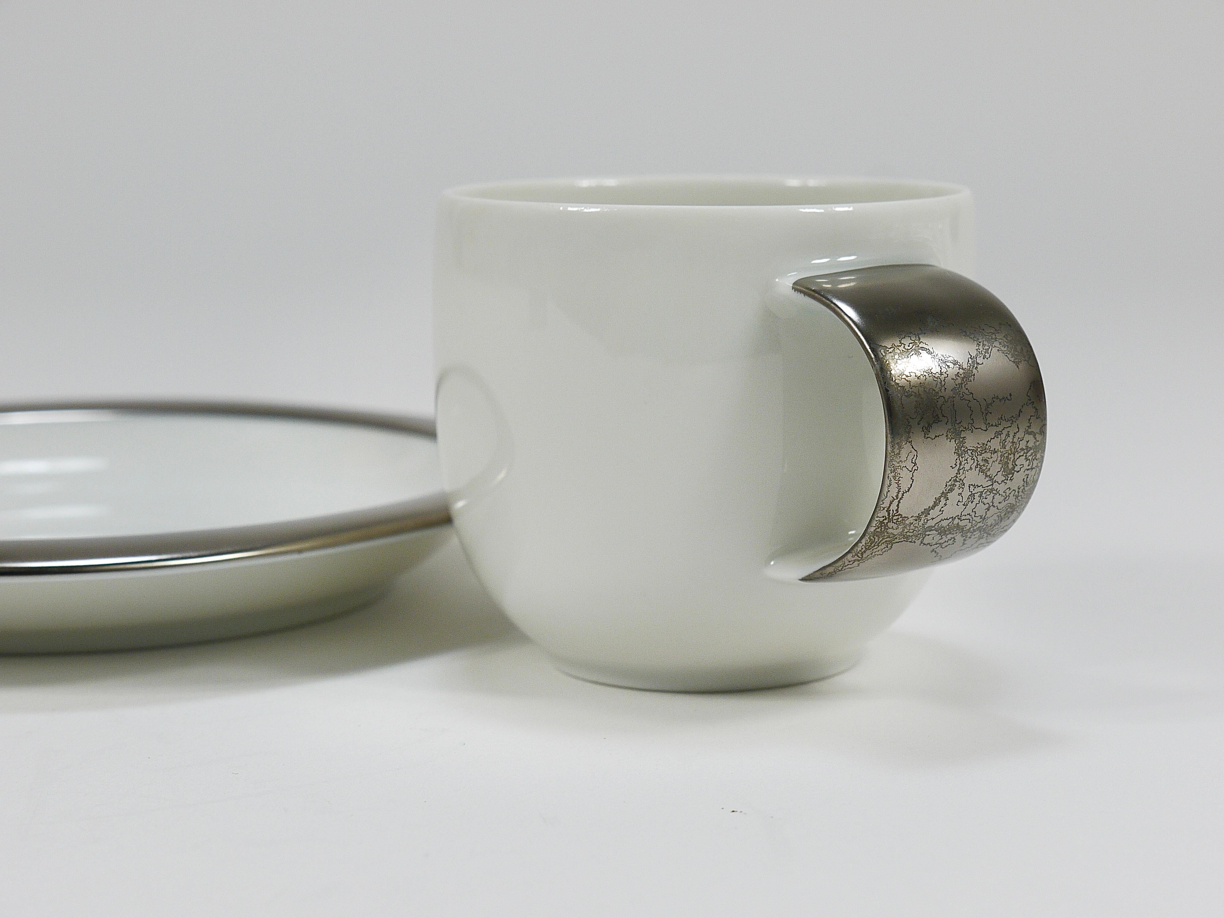 Timo Sarpaneva 6 Suomi Platinum Espresso Coffee Cups, Rosenthal studio, 1980s 12