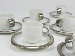 Timo Sarpaneva 6 tazas de café expreso Suomi Platinum, estudio Rosenthal, años 80