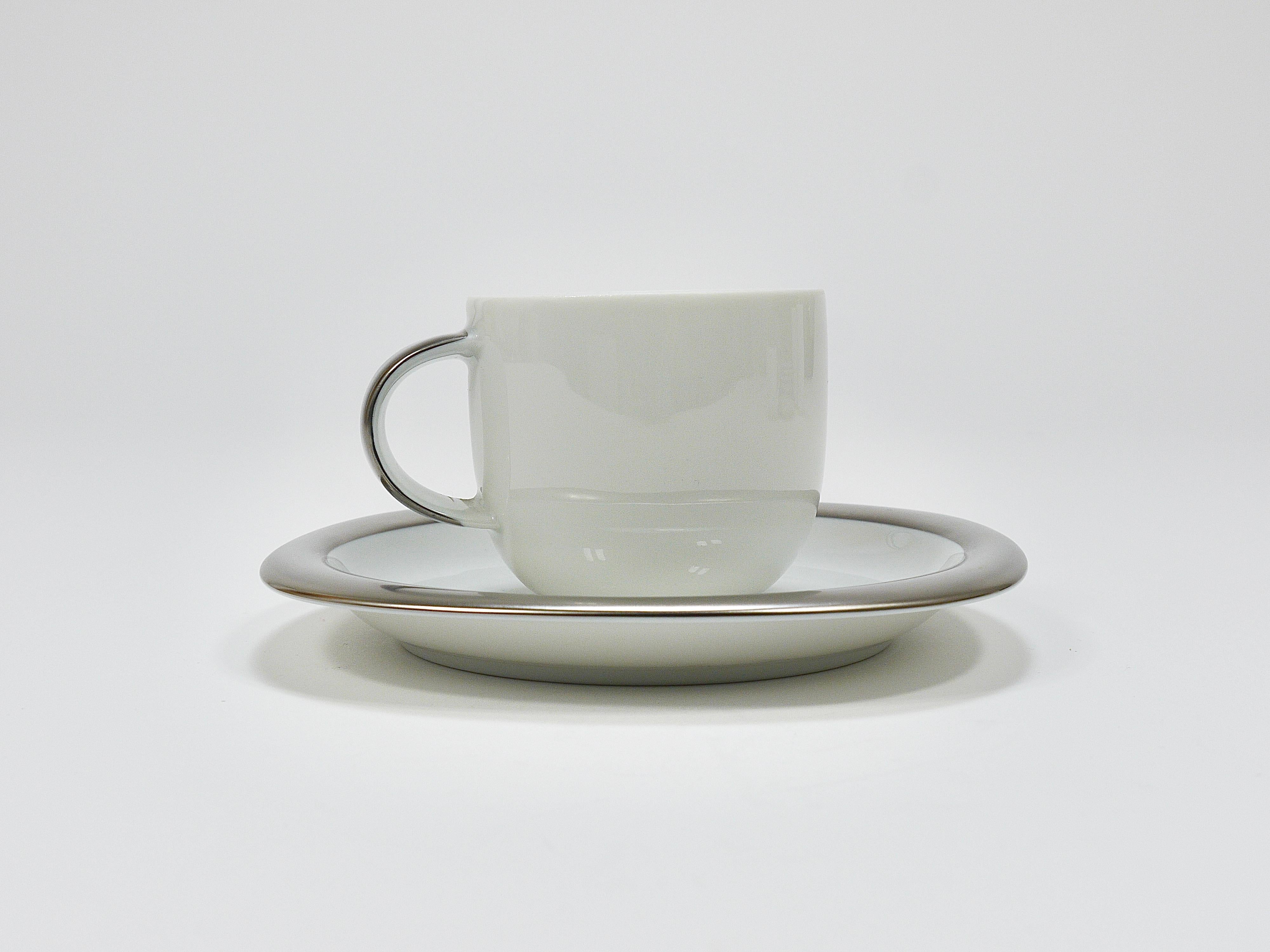 Timo Sarpaneva 6 Suomi Platinum Espresso Coffee Cups, Rosenthal studio, 1980s 2