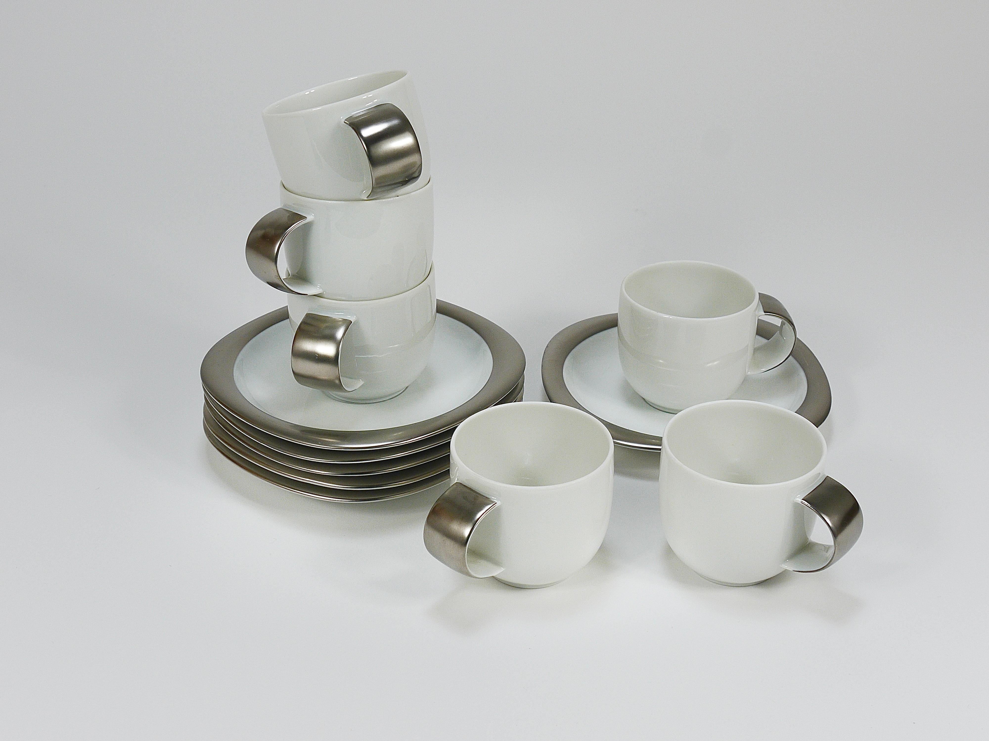 Timo Sarpaneva 6 Suomi Platinum Espresso Coffee Cups, Rosenthal studio, 1980s 3