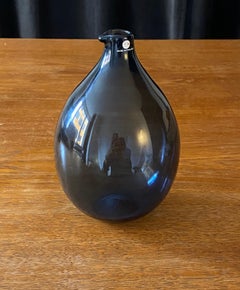 Timo Sarpaneva, "Bird" Vase or Bottle, Hand Blown Blue Glass Finland, circa 1956