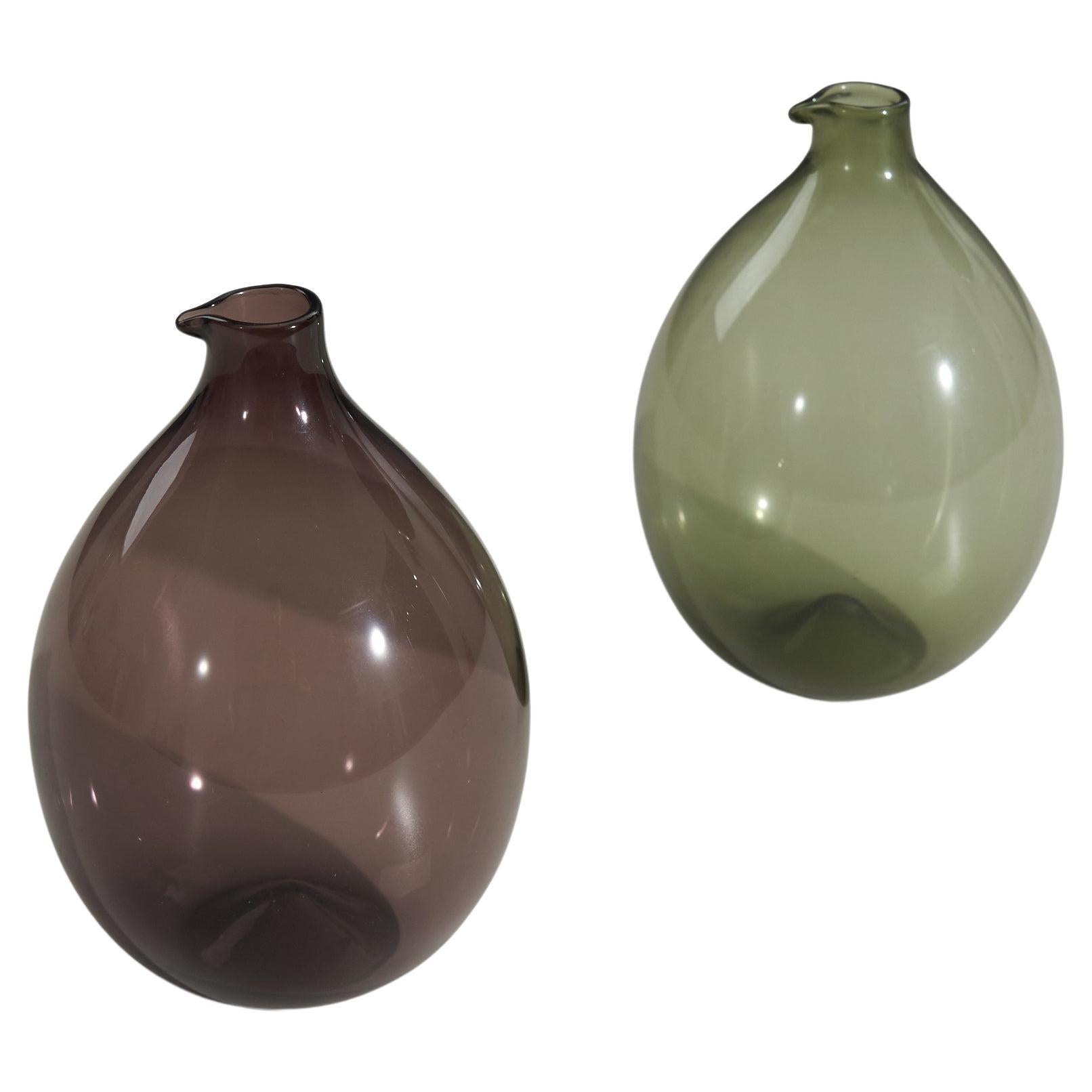 Timo Sarpaneva, Vases "oiseaux", verre soufflé à la main, Finlande, années 1950