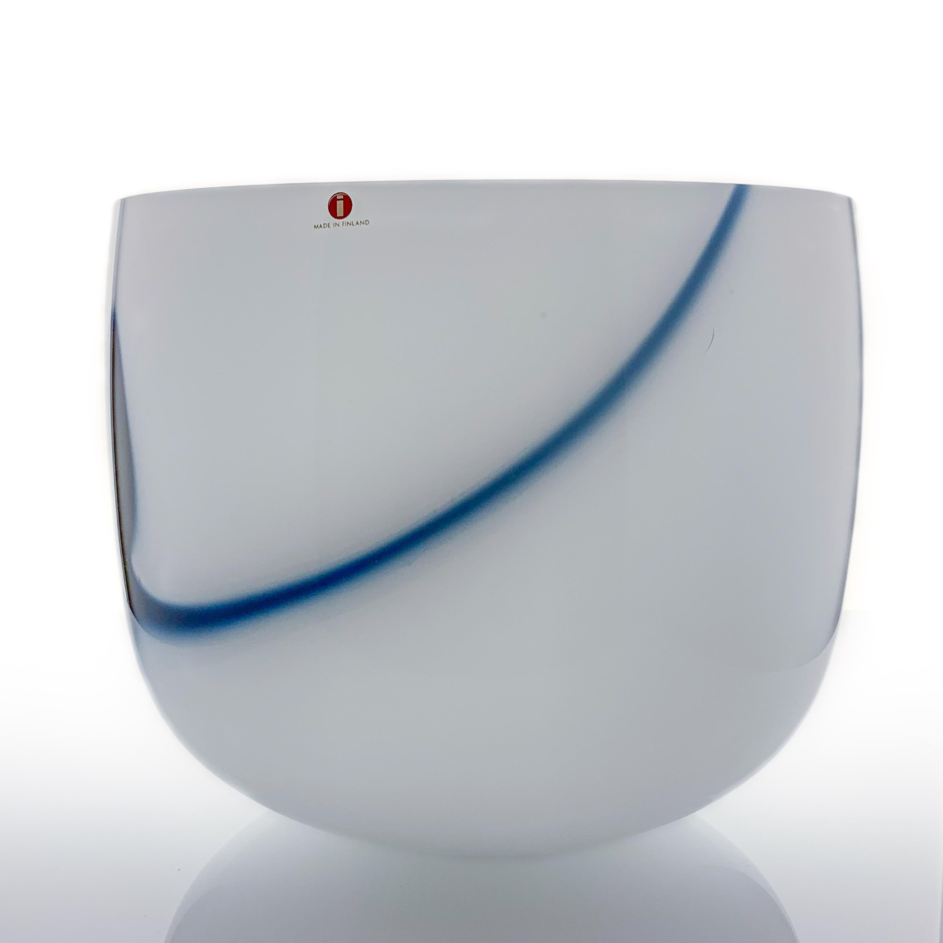 Scandinavian Modern Timo Sarpaneva, Blue and White Opal Glass Art-Object 