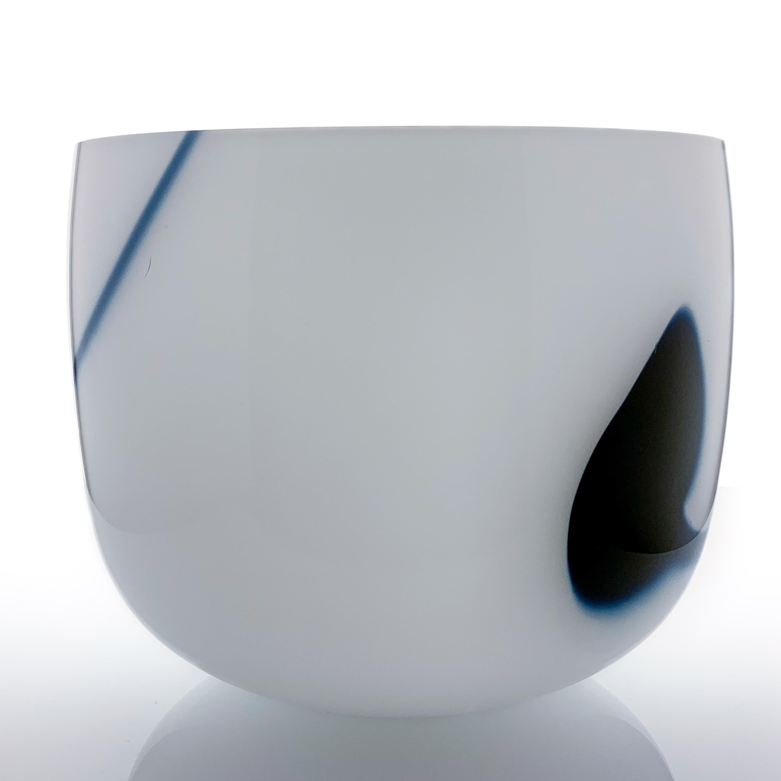 Finnish Timo Sarpaneva, Blue and White Opal Glass Art-Object 