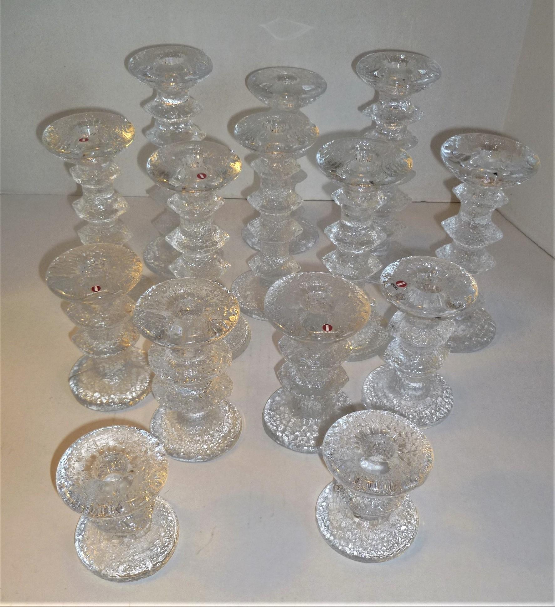 Scandinavian Modern Timo Sarpaneva Brutalist Modern 14 Festivo Textured Glass Candleholders Iittala