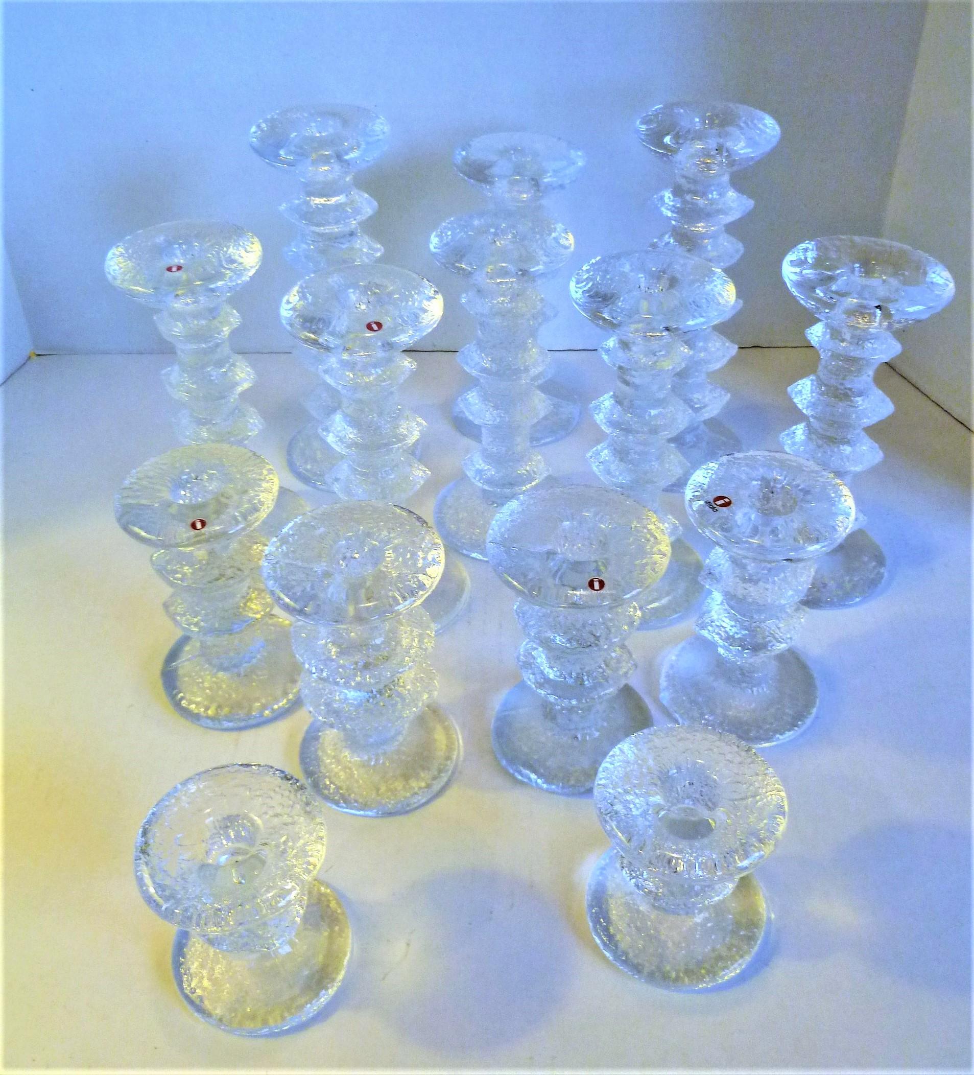 Finnish Timo Sarpaneva Brutalist Modern 14 Festivo Textured Glass Candleholders Iittala