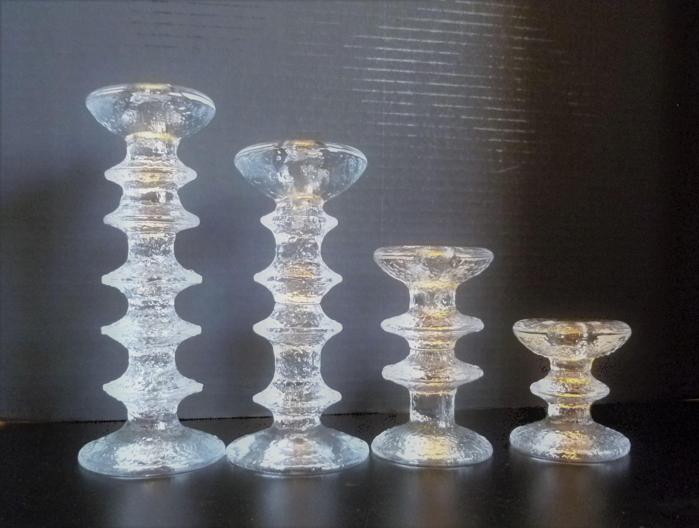 Art Glass Timo Sarpaneva Brutalist Modern 14 Festivo Textured Glass Candleholders Iittala