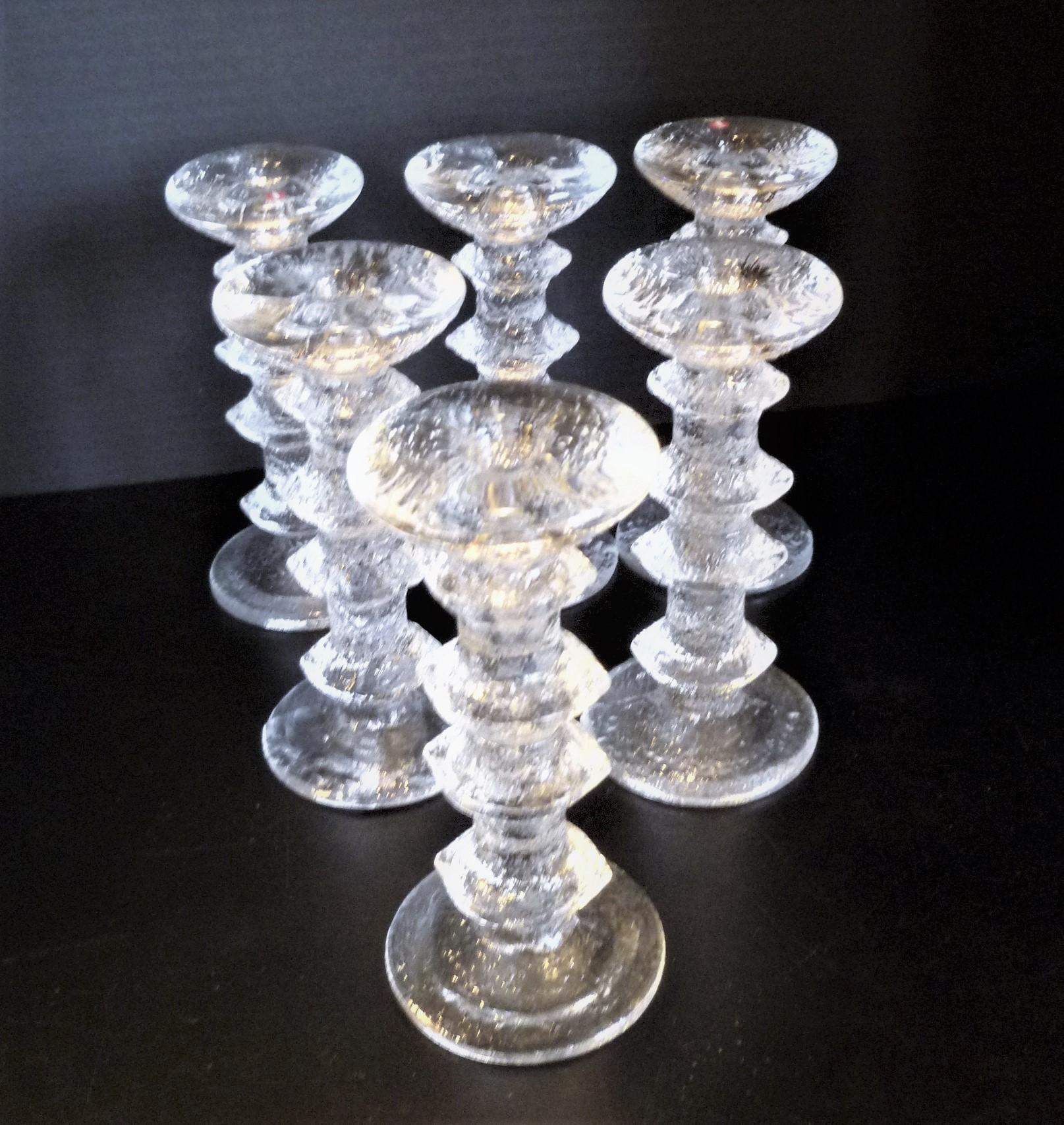 Timo Sarpaneva Brutalist Modern 14 Festivo Textured Glass Candleholders Iittala 1