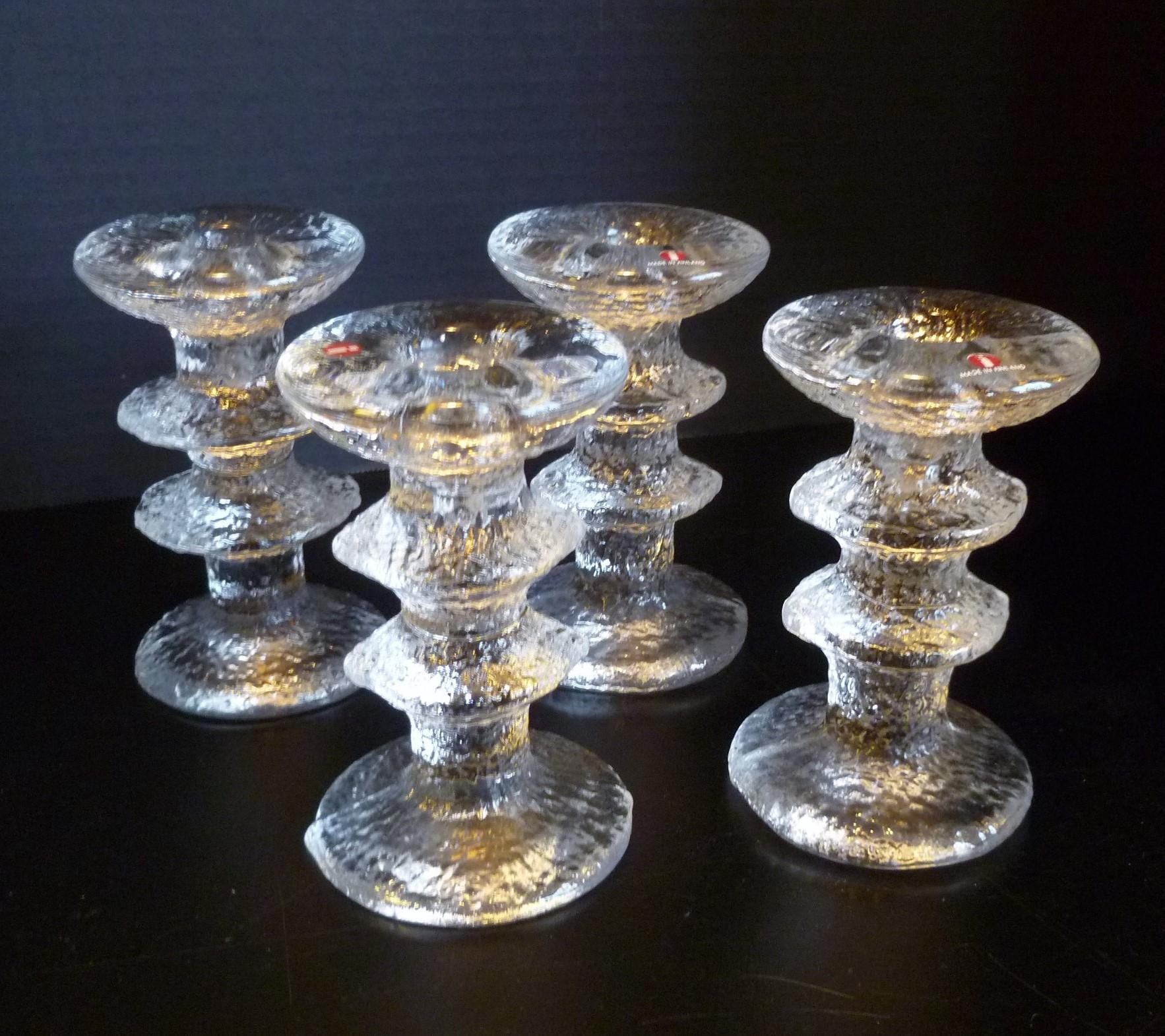 Timo Sarpaneva Brutalist Modern 14 Festivo Textured Glass Candleholders Iittala 2