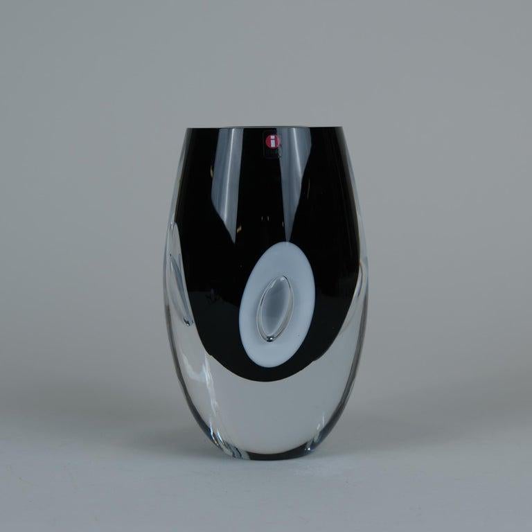 Timo Sarpaneva Claritas Art Glass Object in Black and White, Iittala 2005 For Sale 1