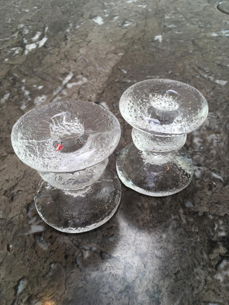 Mid-Century Modern Timo Sarpaneva Festivo Candlesticks by Iittala Glass, Finland, 1967