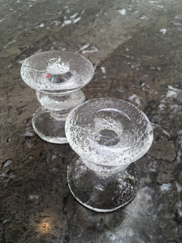 Finnish Timo Sarpaneva Festivo Candlesticks by Iittala Glass, Finland, 1967