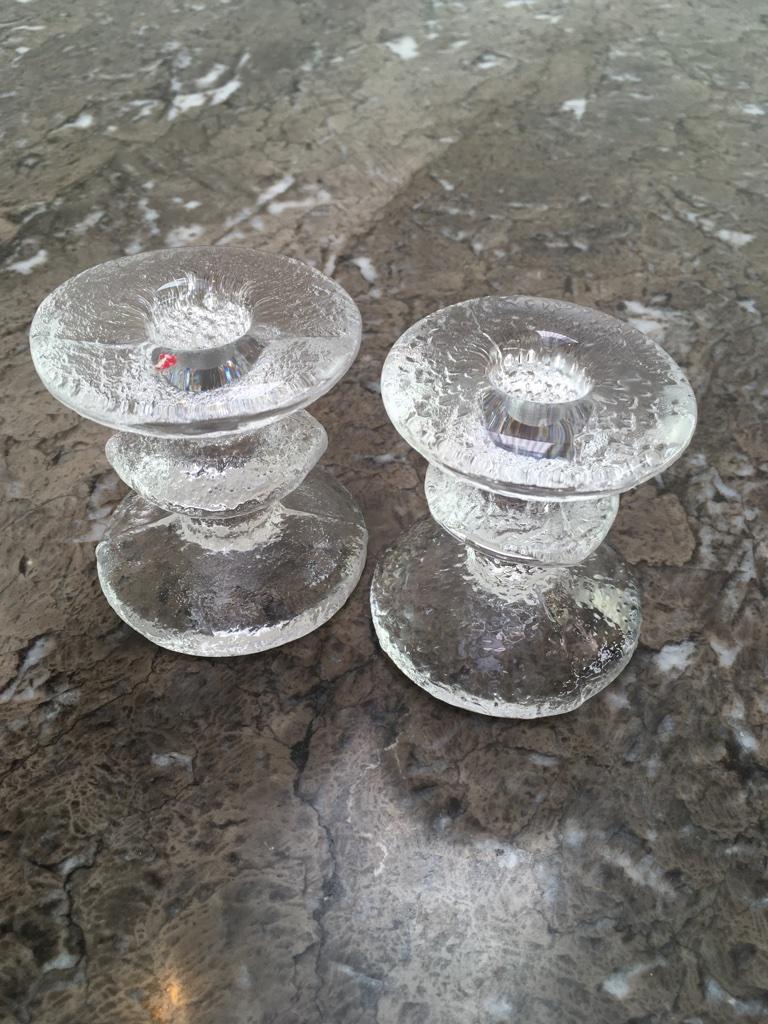 Timo Sarpaneva Festivo Candlesticks by Iittala Glass, Finland, 1967 In Good Condition In Melbourne, AU