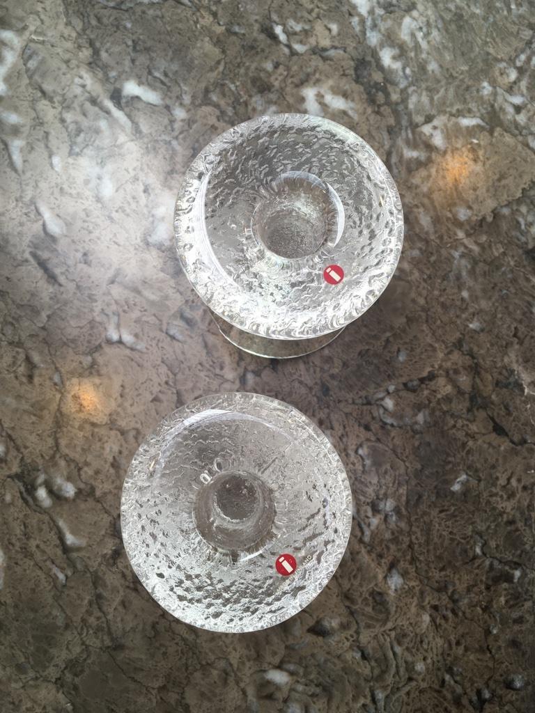 Timo Sarpaneva Festivo Candlesticks by Iittala Glass Finland 1967 Original Box 1
