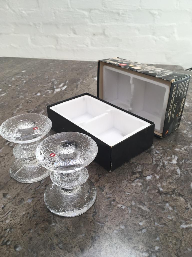 Timo Sarpaneva Festivo Kerzenleuchter von Iittala Glass Finland 1967 Original Box (Moderne der Mitte des Jahrhunderts) im Angebot