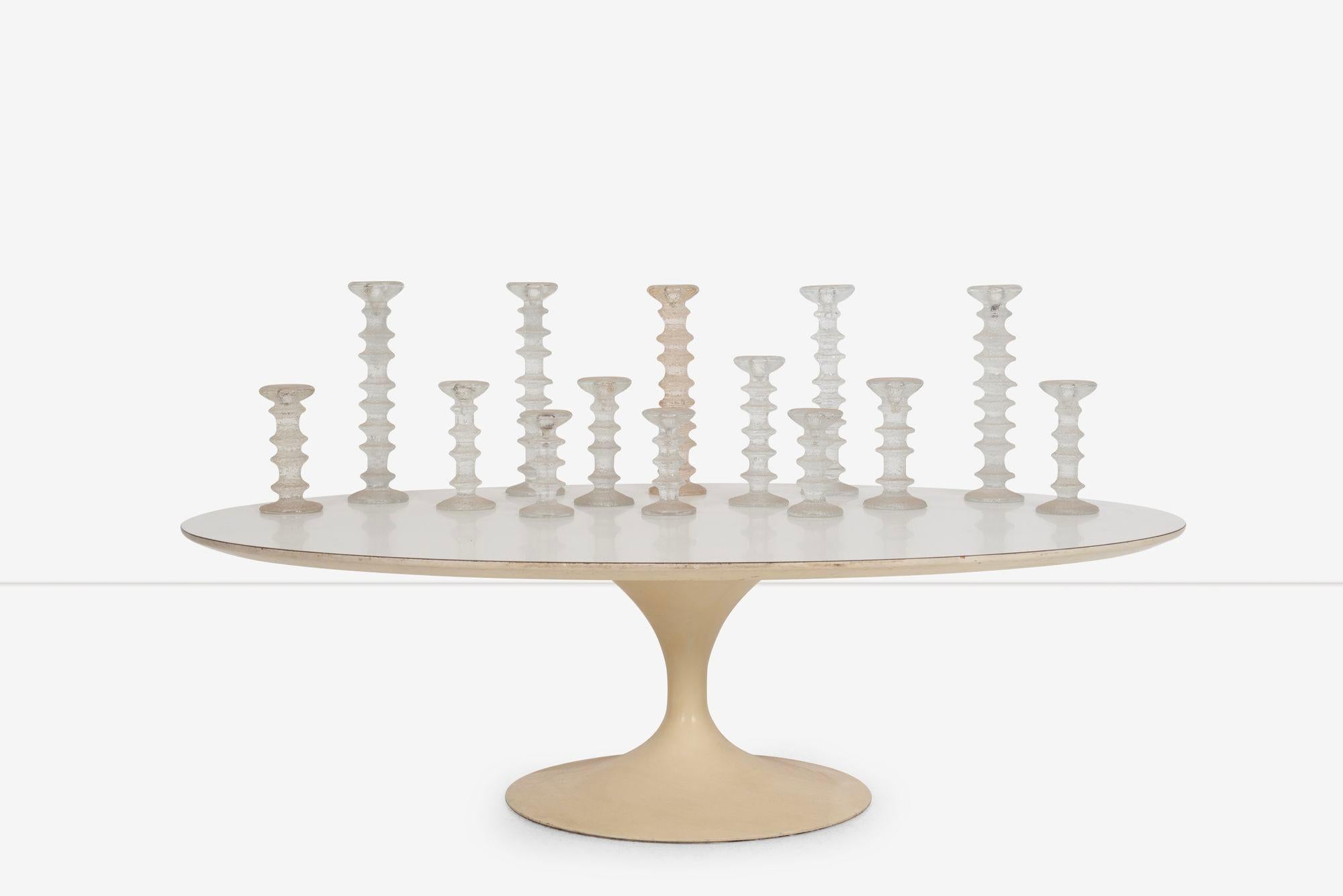 Carved Timo Sarpaneva Festivo Cut Glass Candlesticks Set of 37 for Iittala Finland 1966