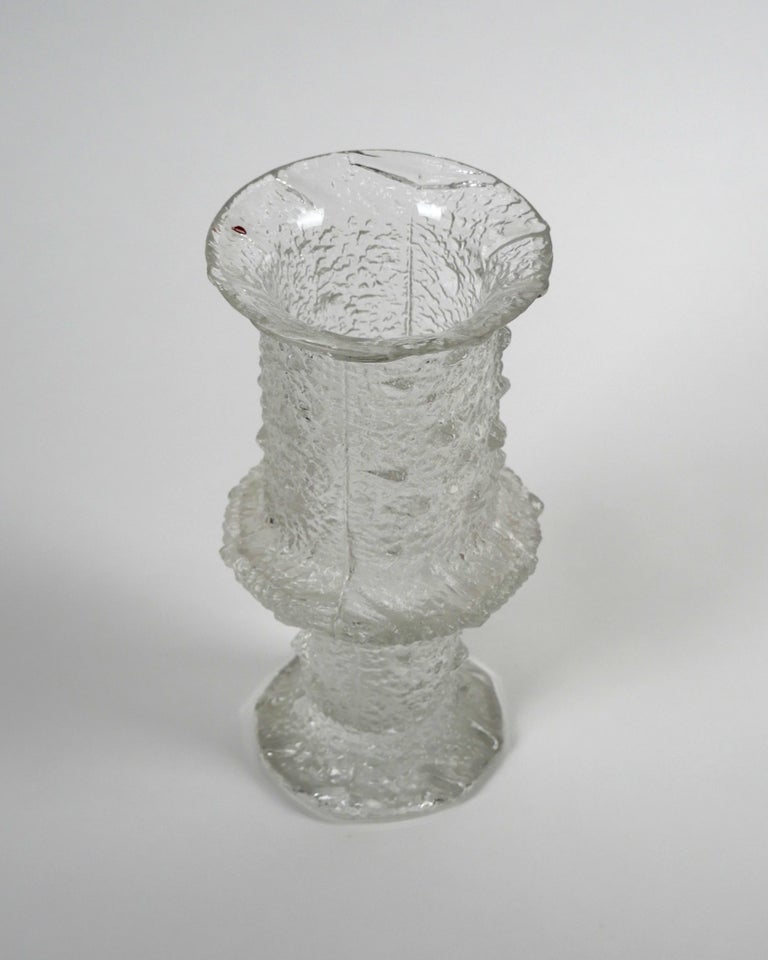 Finnish Timo Sarpaneva for Iittala, 'Nardus' Clear Glass Vase, 1968, Beautiful Example For Sale