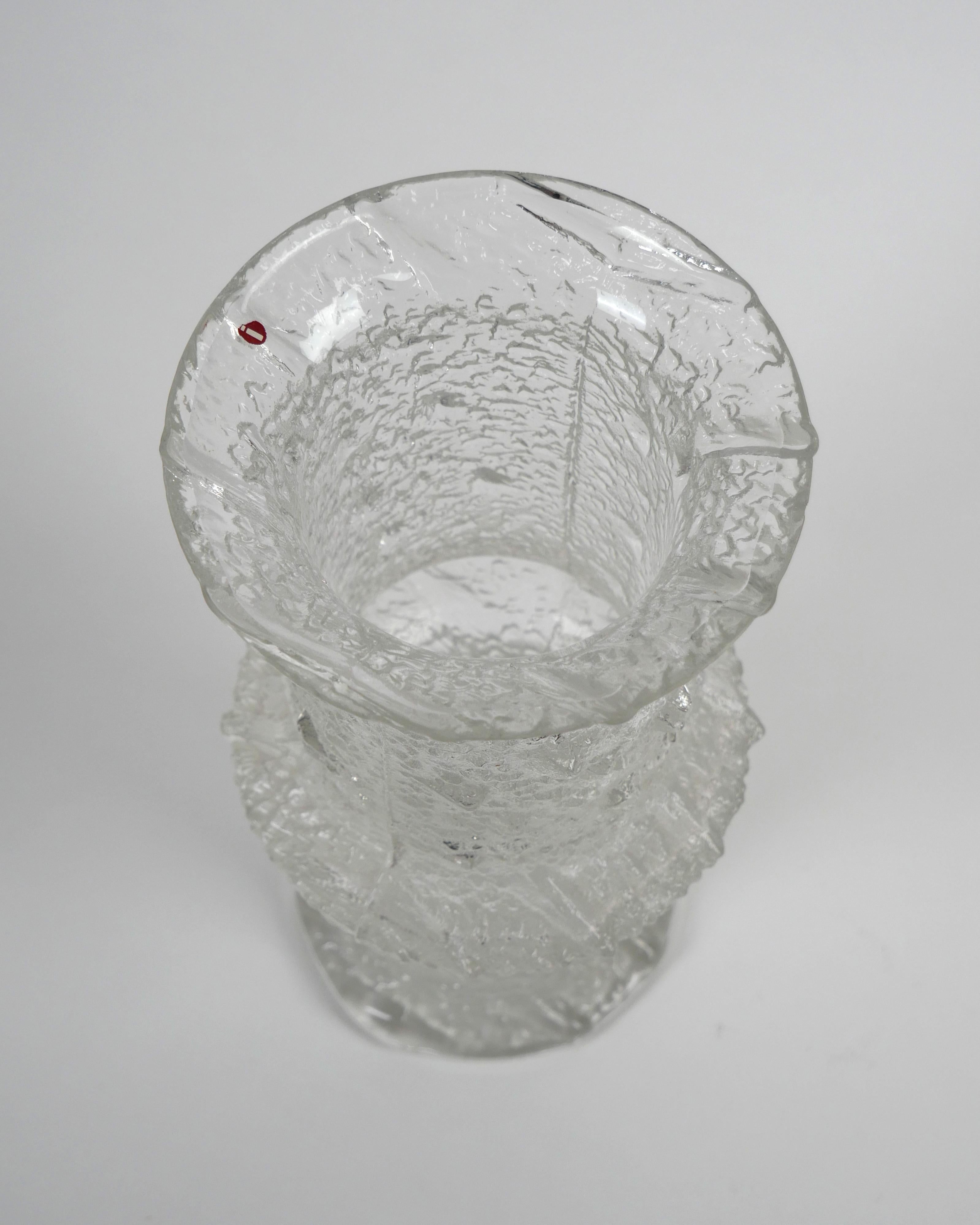 Finnish Timo Sarpaneva for Iittala, 'Nardus' Clear Glass Vase, 1968, Beautiful Example
