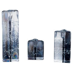 Timo Sarpaneva for Iittala. Three triangular "Arkipelago" glass candleholders