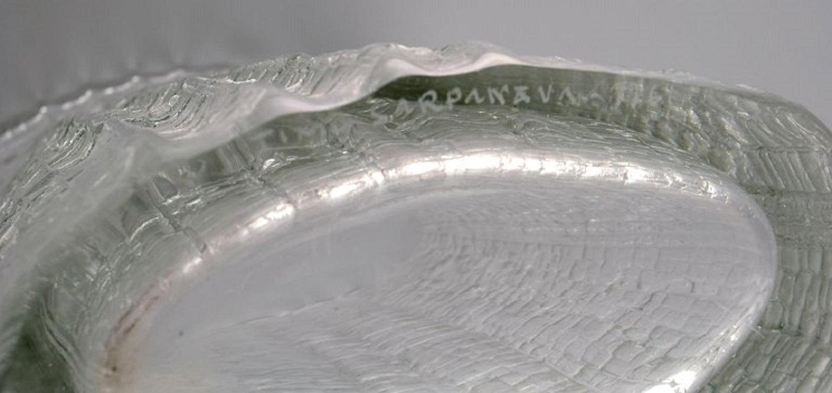 Vetro artistico Timo Sarpaneva per Iittala. Vaso in vetro artistico soffiato a bocca trasparente. Design finlandese in vendita