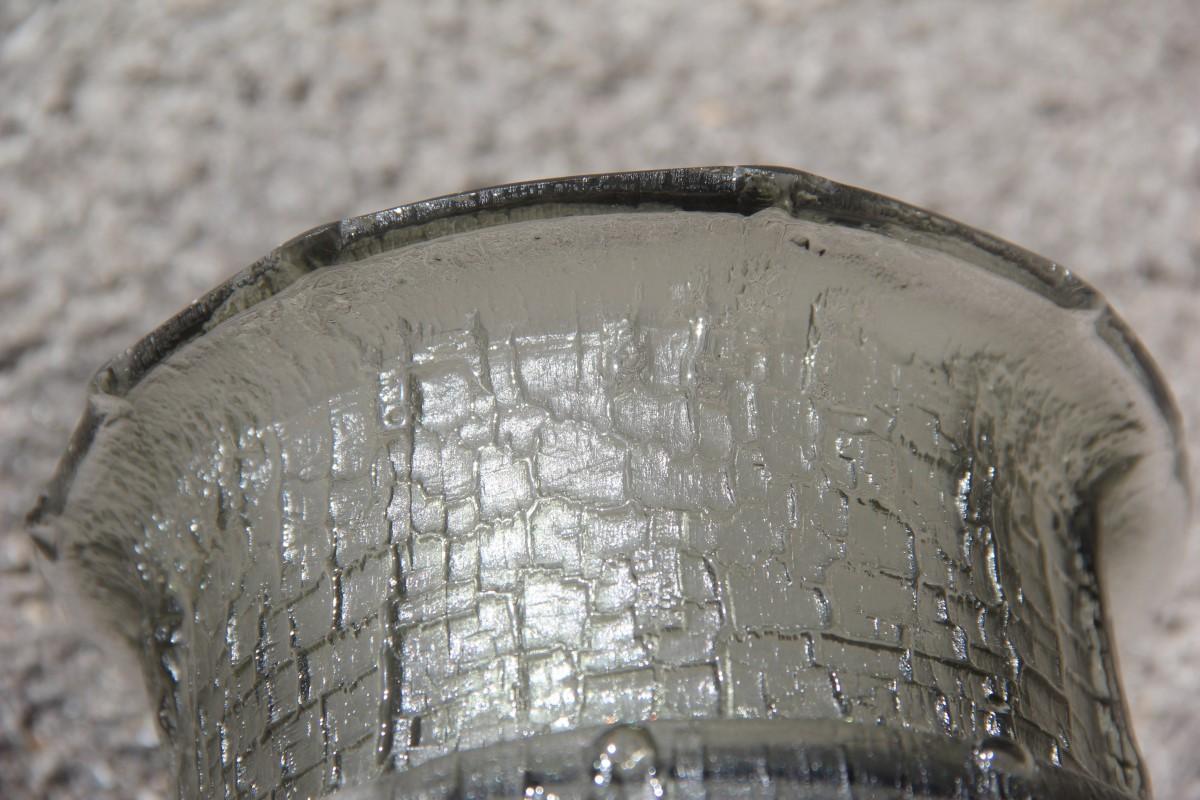 Timo Sarpaneva Glass Crystal Vase Brutalist Modern Design, Finland, 1960 Grey For Sale 1