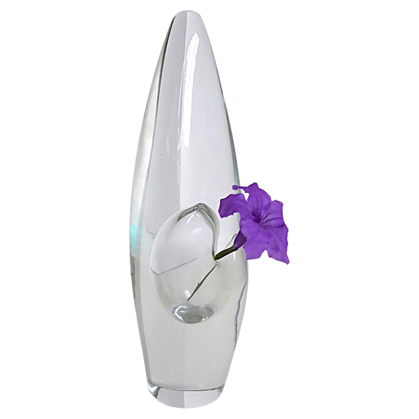 Timo Sarpaneva Orchid o Orkidea Vaso scultoreo in cristallo 1987 Iittala Finlandia