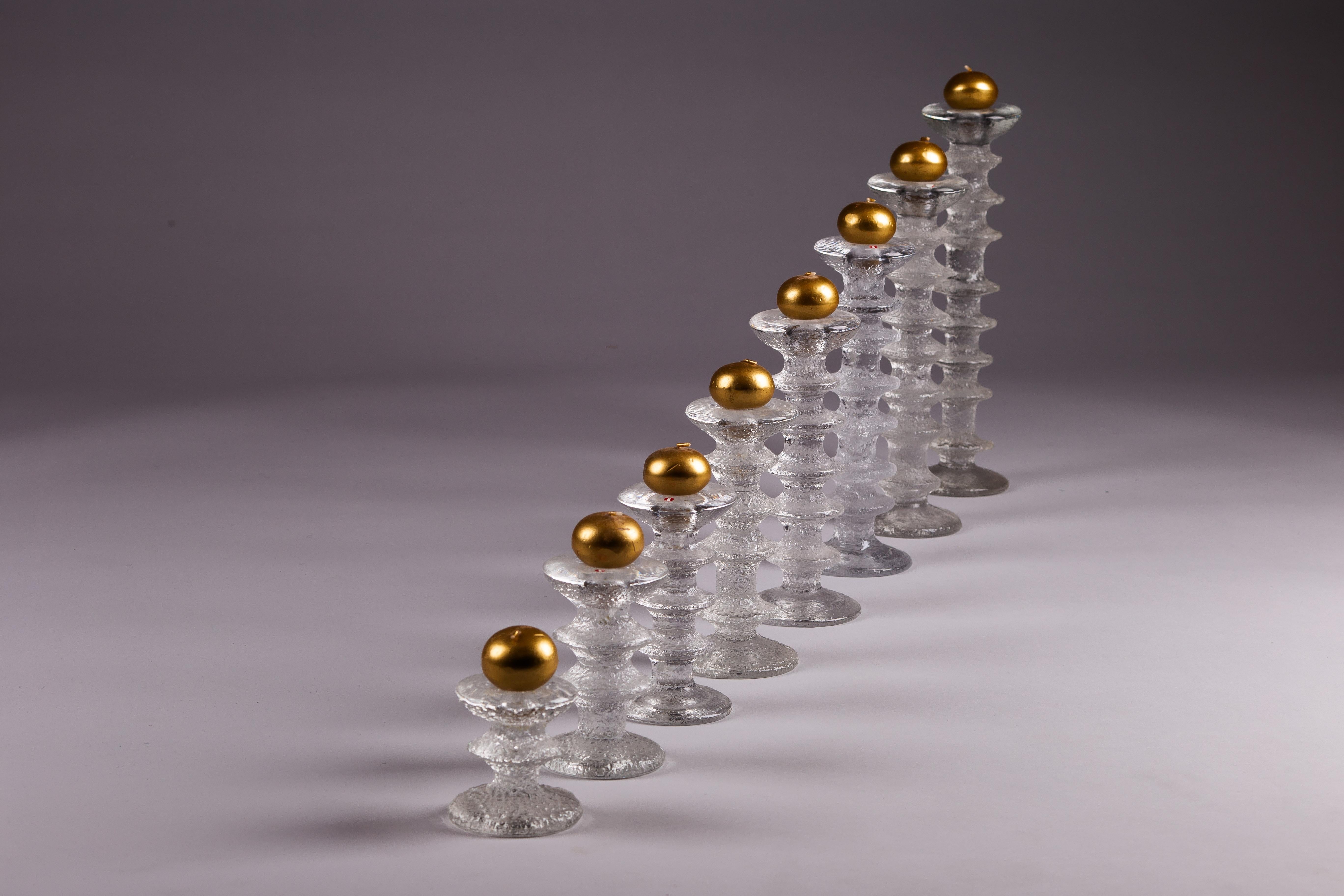 Timo Sarpaneva, set di candelieri in vetro Festivo degli anni '60, Iittala, Finlandia in vendita 1