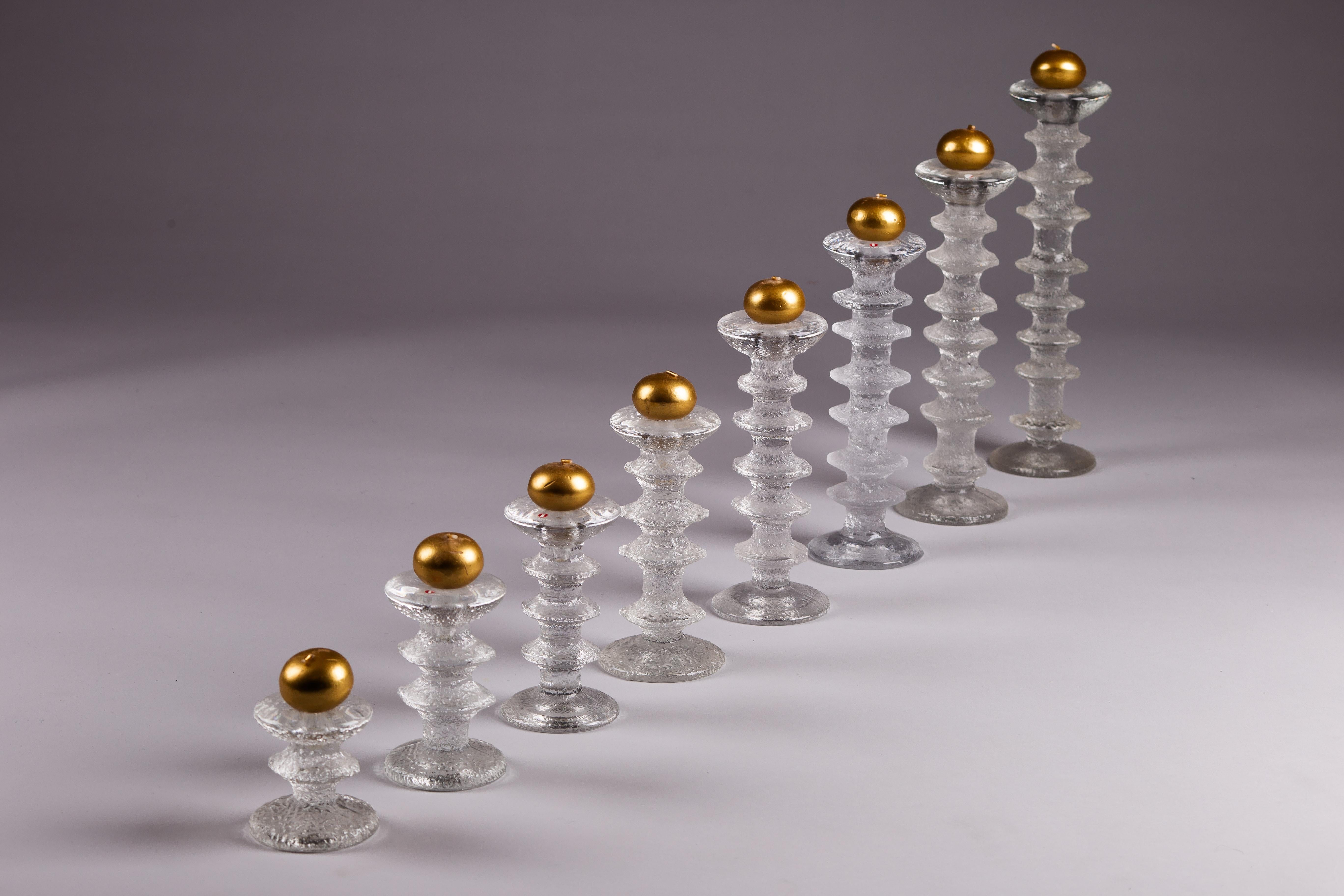 Timo Sarpaneva, set di candelieri in vetro Festivo degli anni '60, Iittala, Finlandia in vendita 2