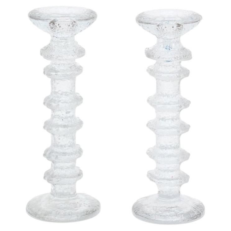 Timo Sarpaneva Signed Iittala Festivo Art Glass Candle Holders