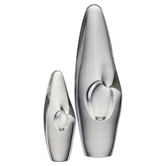 Timo Sarpaneva, Two Crystal Art-Objects "Orkidea" 'Orchid', Model 3568, Iittala