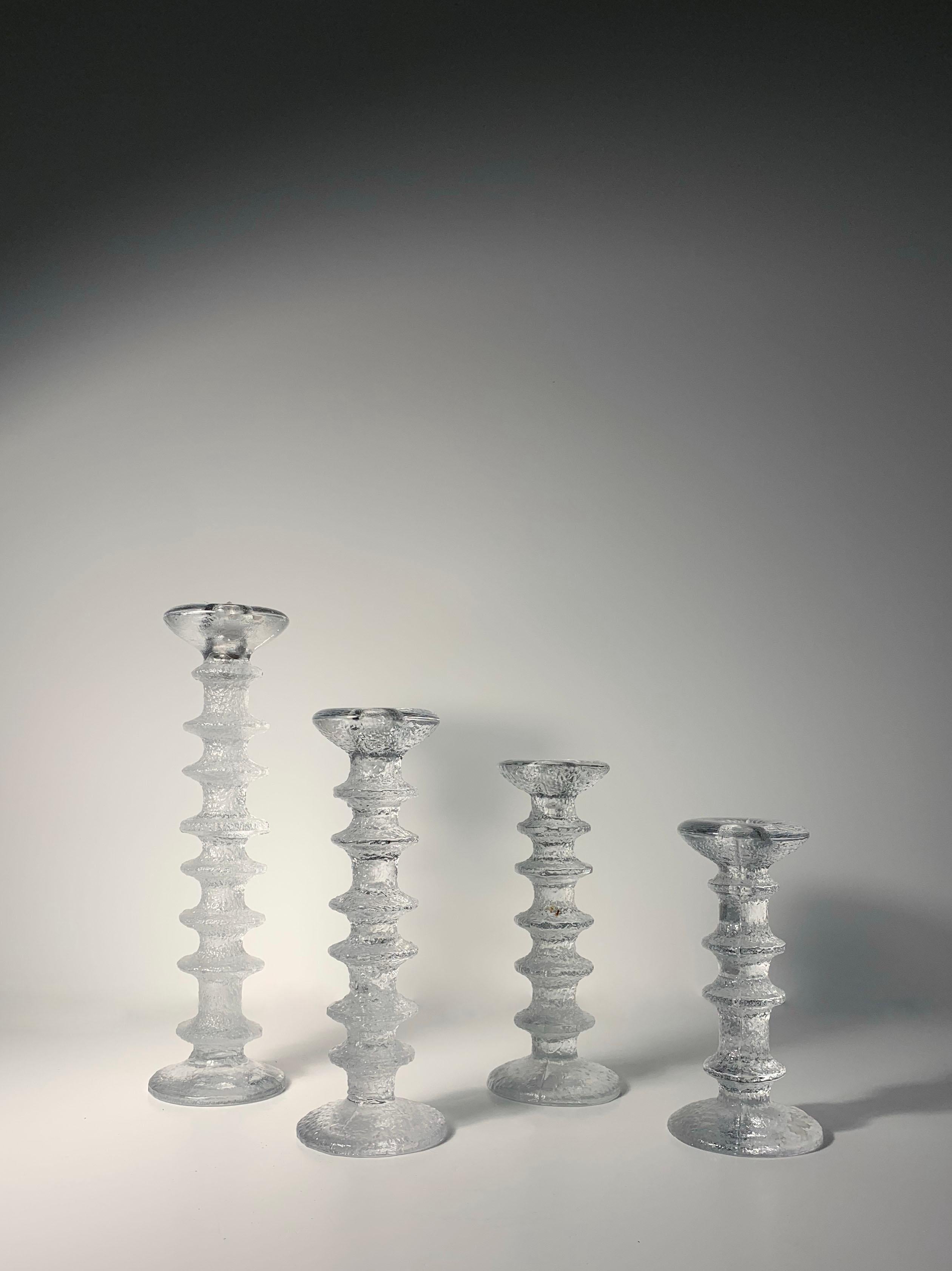 1960s Timo Sarpaneva candlesticks. A nice set of 4 in complimentary heights.