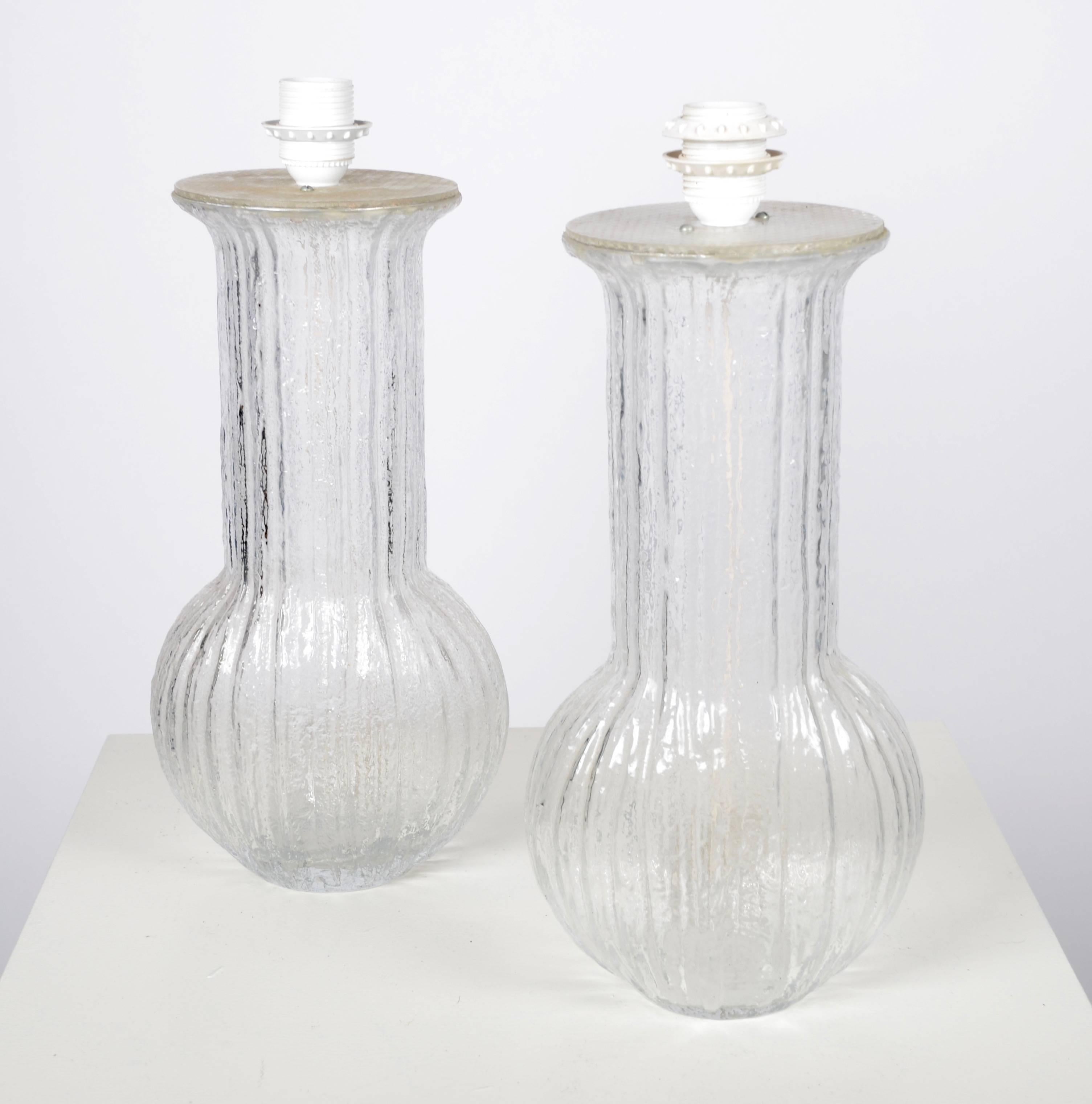 Finnish Timo Sarpaneva, a Pair of Table Lamps, Glass, 1960s-1970s