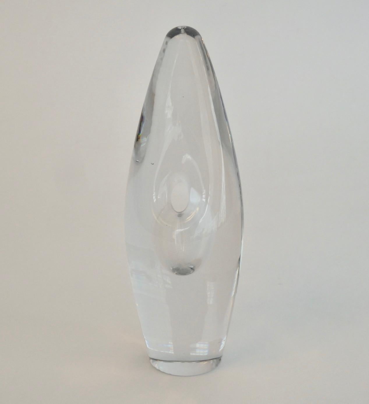 Littala glass bud vase by Timo Sarpeneva. Signed on underside.