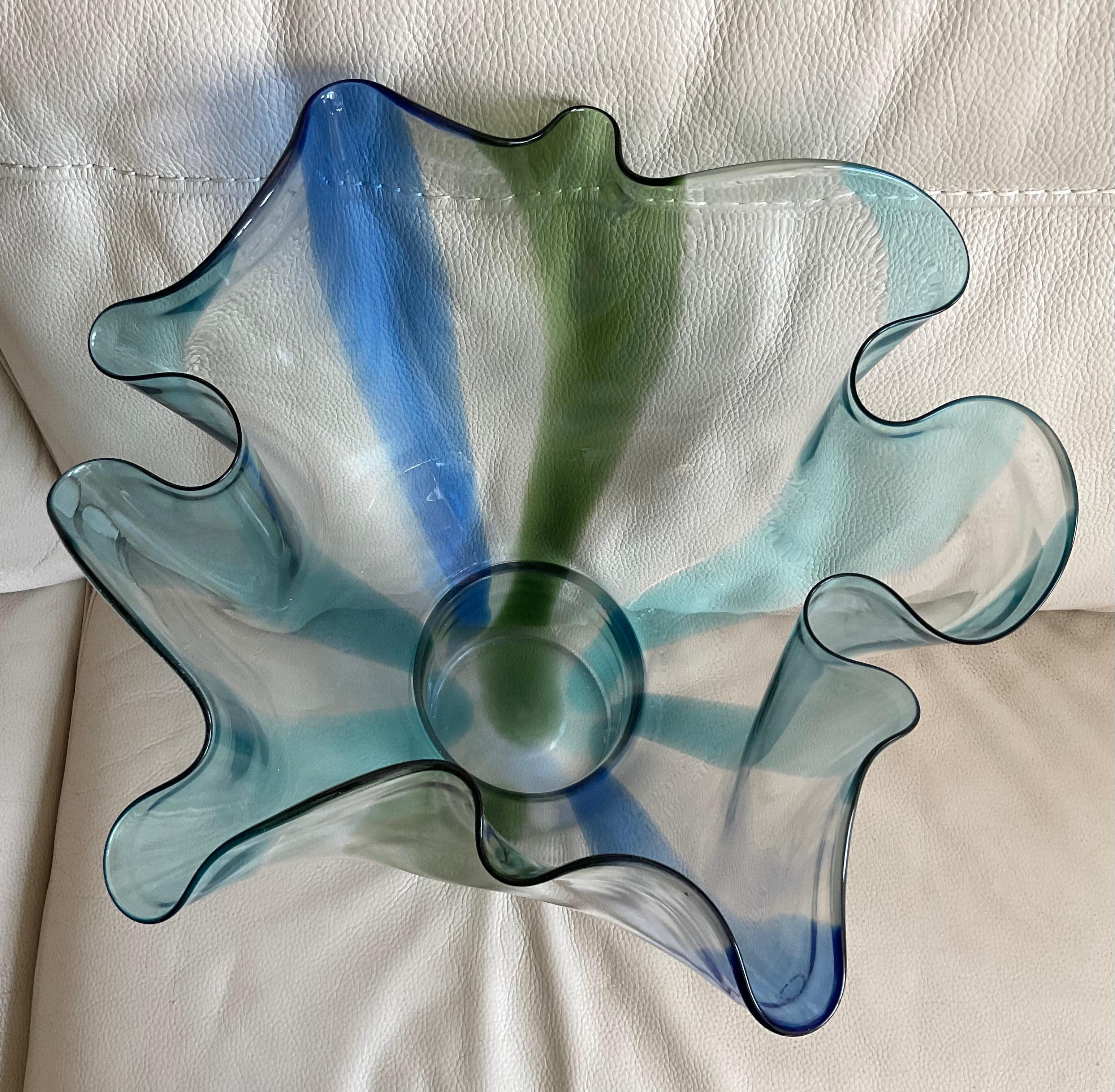 Italian Timo Sarpeneva Murano Glass Large Kukinto Handkerchief Vase Venini Signed Dated For Sale