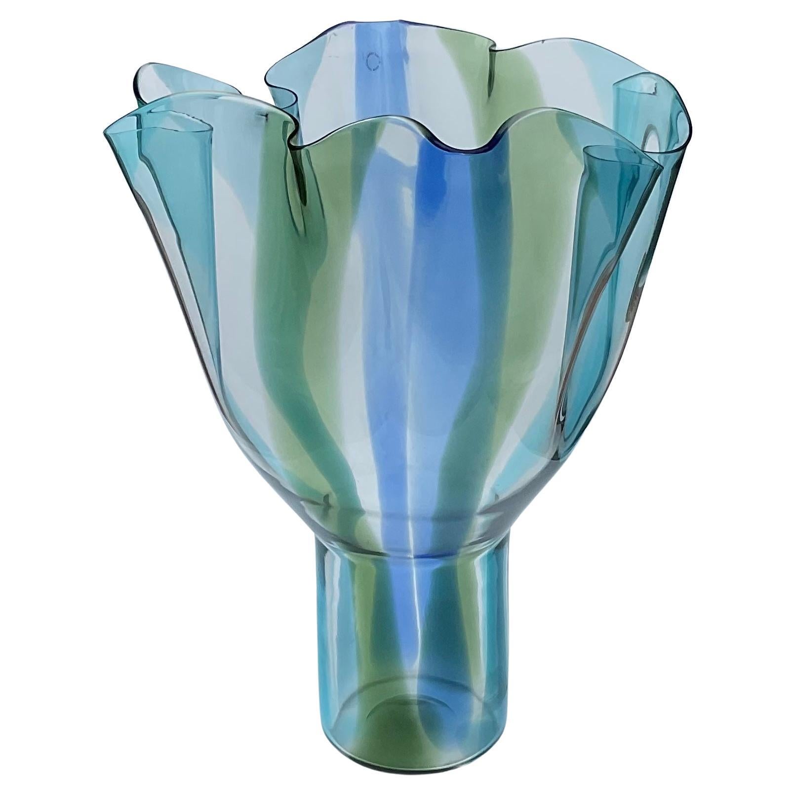 Timo Sarpeneva Murano Glass Large Kukinto Handkerchief Vase Venini Signed Dated For Sale