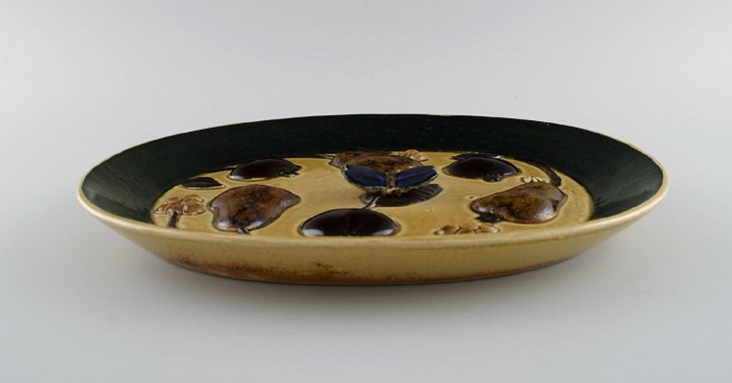 Finnish Timo Sarvimäki 'B. 1948' for Designhuset, Oval Dish in Ceramics with Fruits For Sale